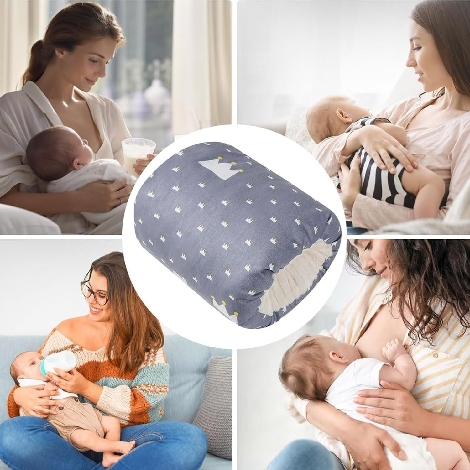 IONPSHG Breastfeeding Arm Pillow Removablesoft Cotton Bottle Nursing Arm Pillows Portable and Washable Ergonomic Nursing Essentials for Bottle Feeding Head Support Cushion Thickened (Grey)