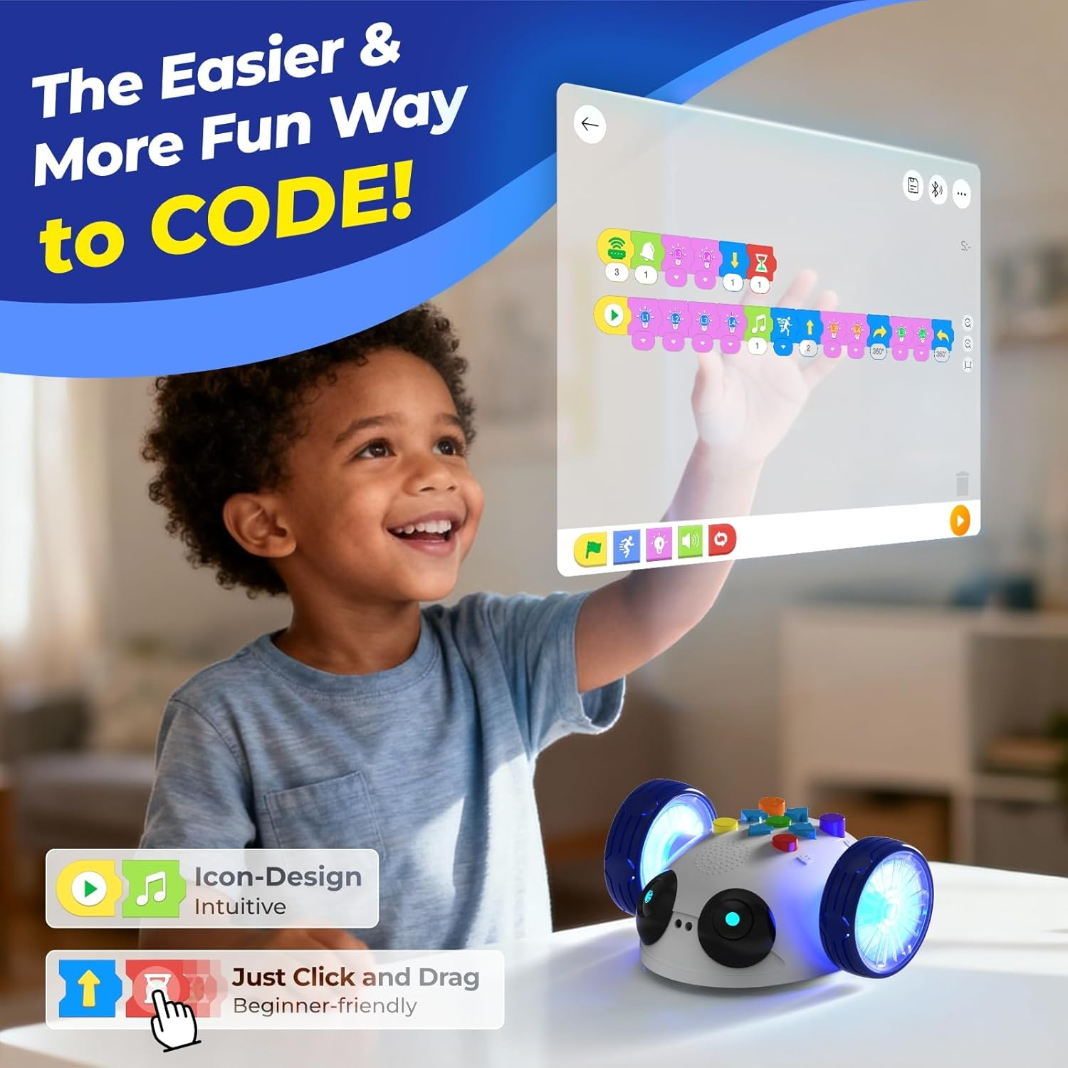 Robot Wheels - Coding Robot for Kids Ages 5-7, STEM Toys for Kids, Robotics Kit with Screen-Free Coding Cards & App, Educational Boys and Girls Ages 5+ image number 5
