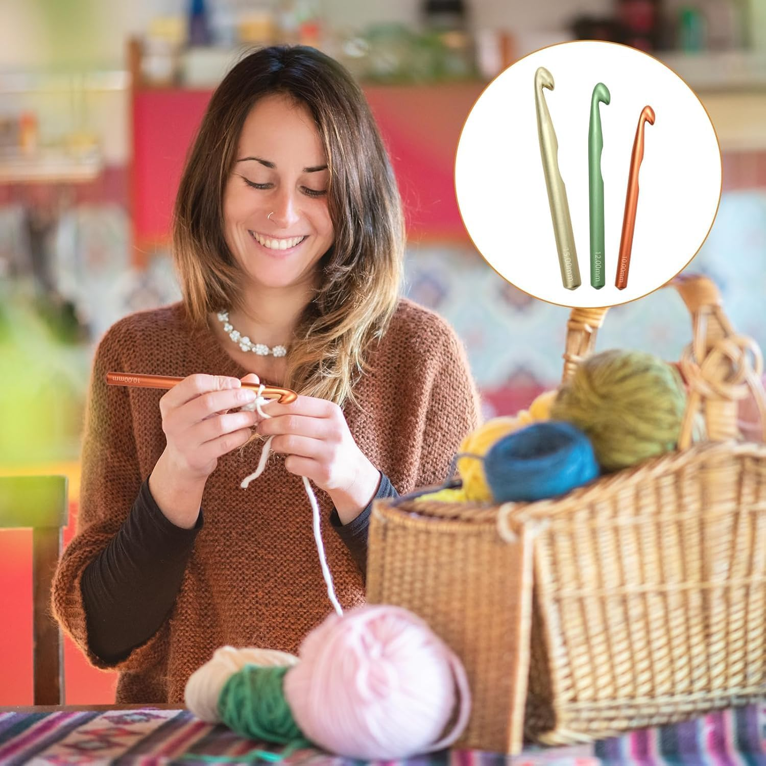 Large Size Metal Crochet Hooks Set, 3Pcs Large Aluminum Crochet Hooks,Large Size Metal Crochet Hook Large Aluminum Crochet Hooks,Aluminum Crochet Hook Metal Crochet Hooks,Large Aluminum Crochet Hooks image number 1