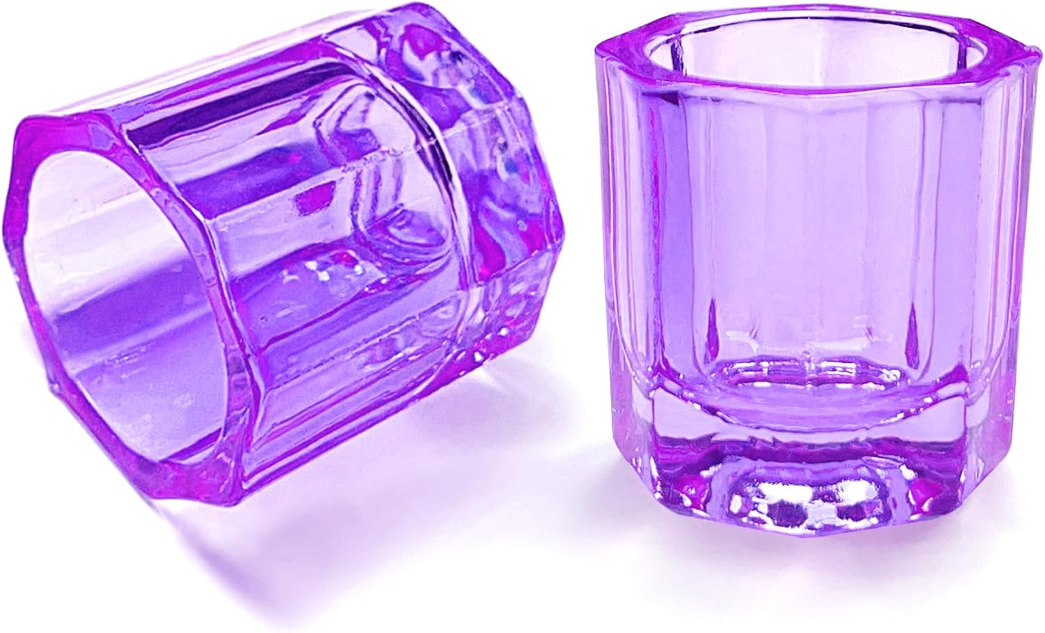 2 Pack Dappen Dish Cups for Nail Art Acrylic Liquid, Glass Nail Monomer Liquid Bowl Dampen Dish Acrylic Powder Holder, Acrylic Glass Jar for Nails (Hj-Napb055-Purple-2Pcs) image number 1