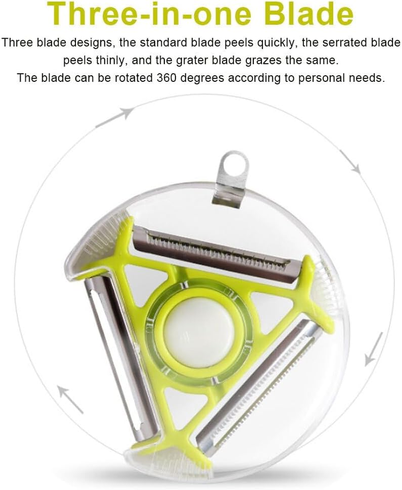 Bliss Gifts & Homewares 3 In-1 Multifunctional Vegetable Peeler I round Hanging Planer Peeler & Cutter I Non-Slip Handle & Sharp Blade I for Peeling All Types of Vegetable and Fruit &ndash; Random Color image number 3