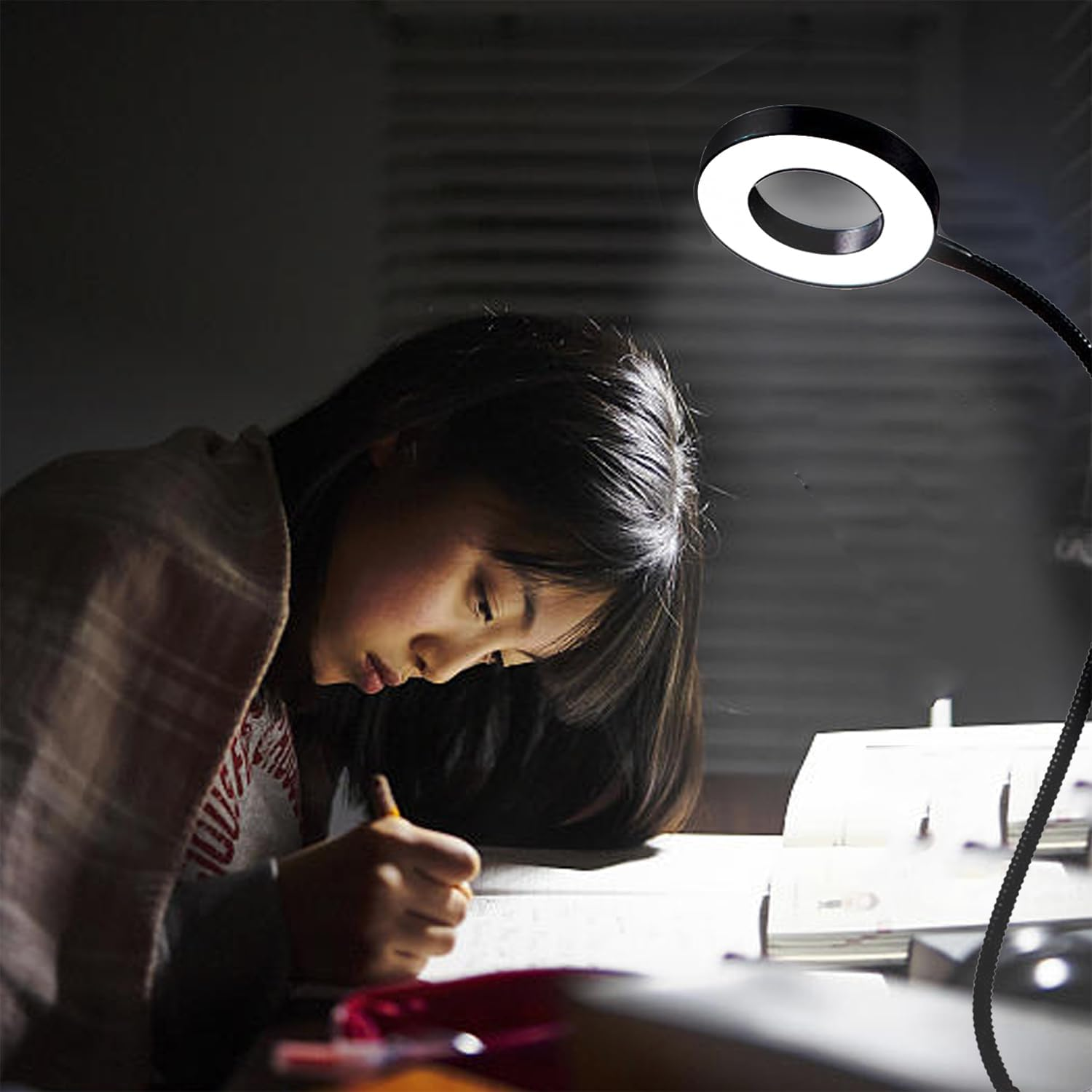 Clip on Desk Lamp, Clip on Light Reading Lights, 48 LED USB Desk Lamp with 3 Color Modes 10 Brightness, Clip Light Eye Protection Reading Lights, 360 &deg; Flexible Gooseneck Clamp Lamp for Work Study image number 6