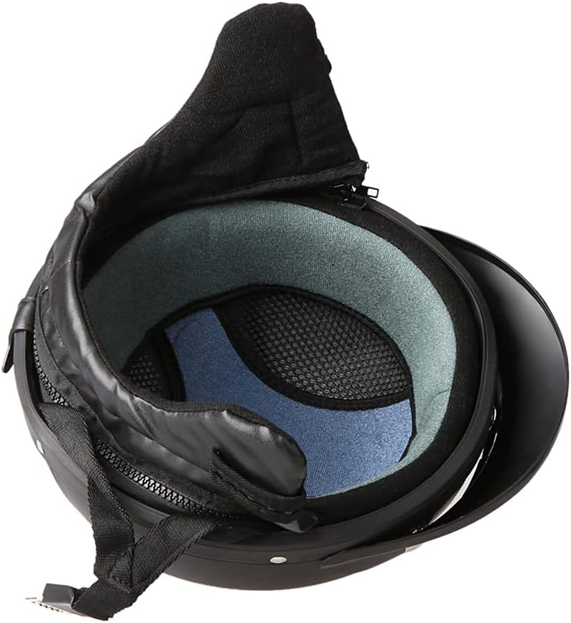 RAYWE Motorcycle Scooter Open Face Half Leather Helmet with Visor UV Goggles Retro Vintage Style 54-60Cm