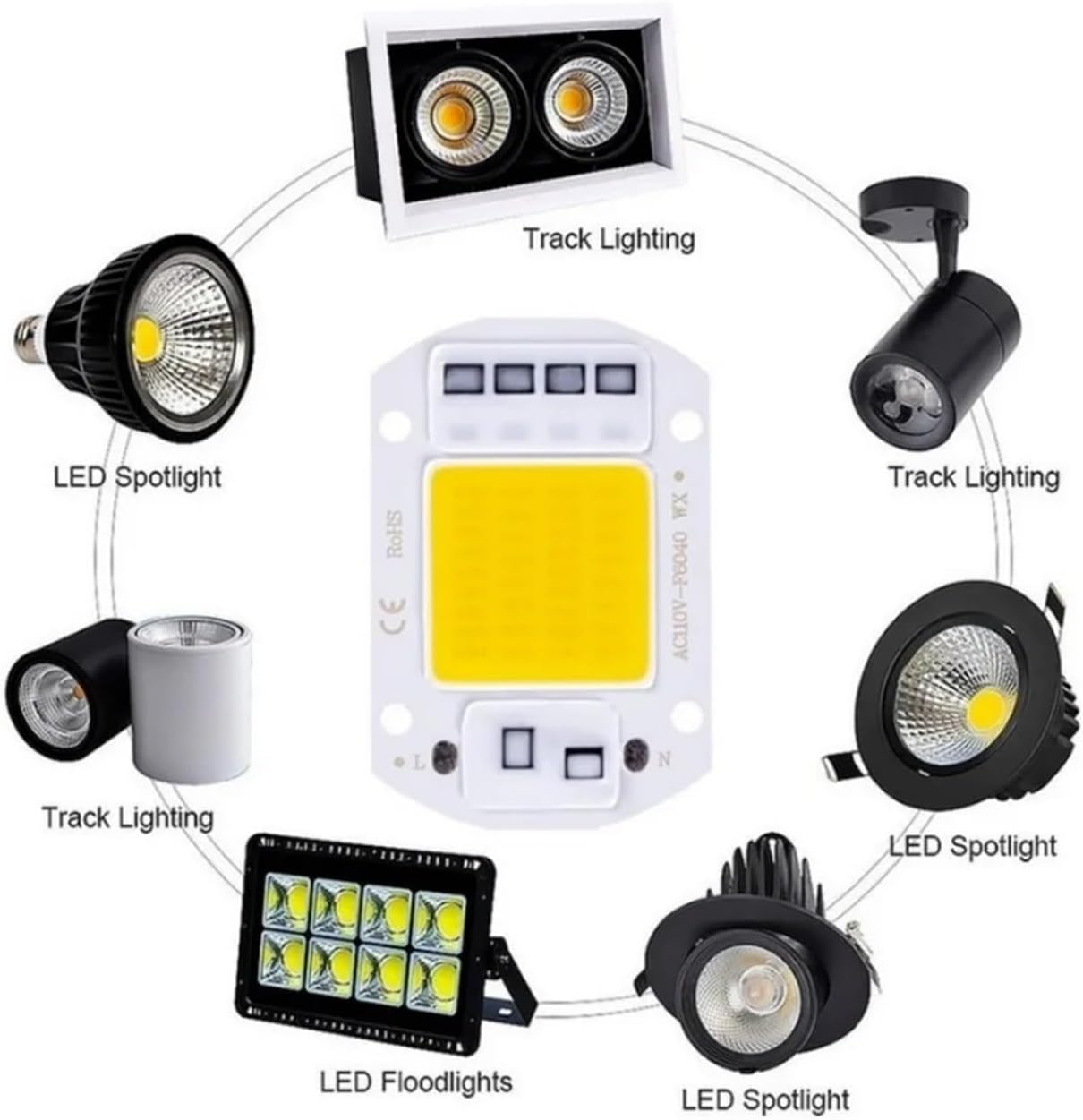 3Pcs AC220V LED COB Lamp Bead 20W 30W 50W IP65 Smart No Need Driver DIY Flood Light Led Bulb Spotlight Outdoor Chip Lamp(Warm Light,F6040 50W) image number 5