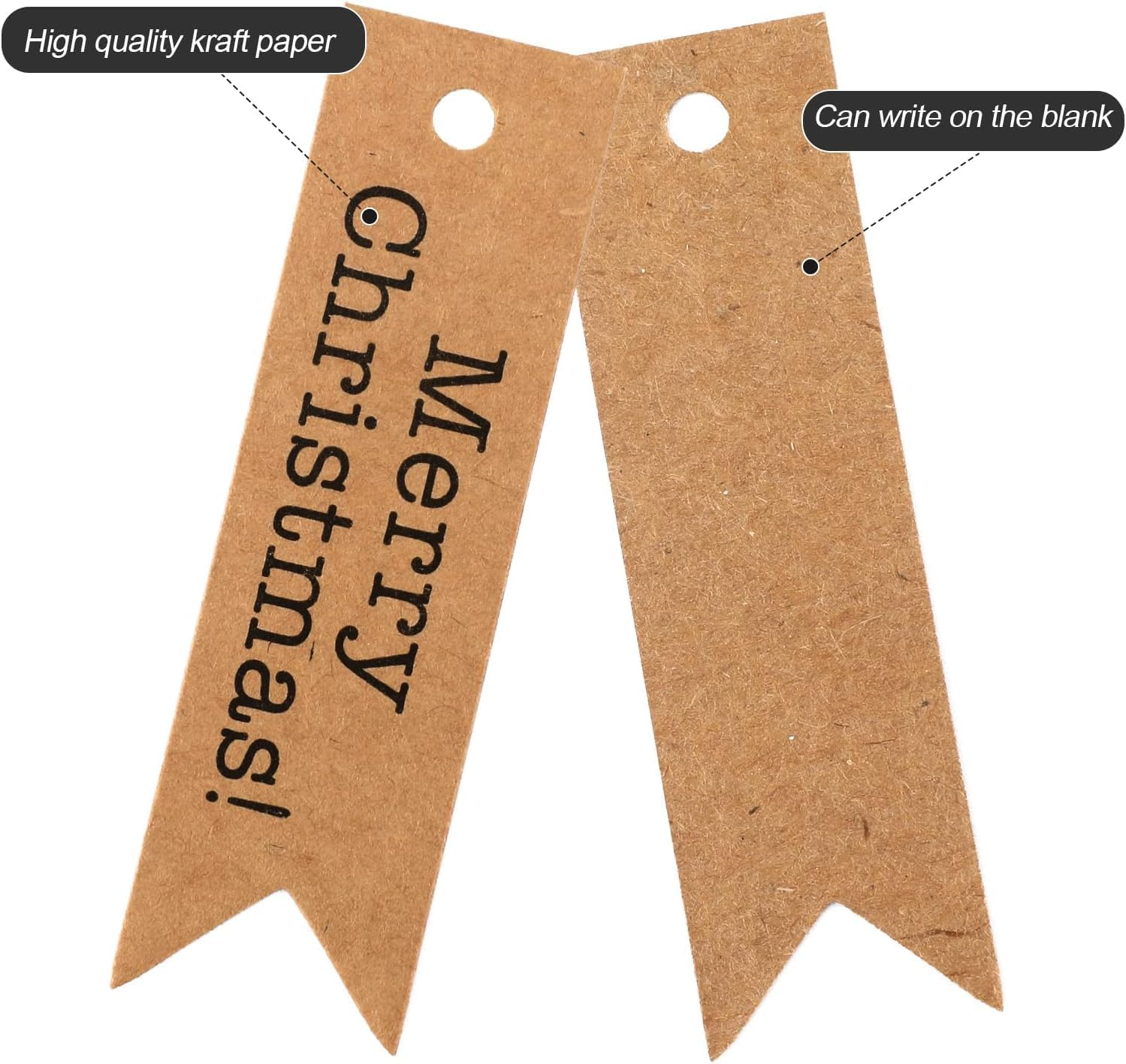 100PCS Christmas Paper Gift Tags,Merry Christmas Label Hanging Tag for DIY Xmas Present Envelopes Gift Wrapping Decorations (Brown)