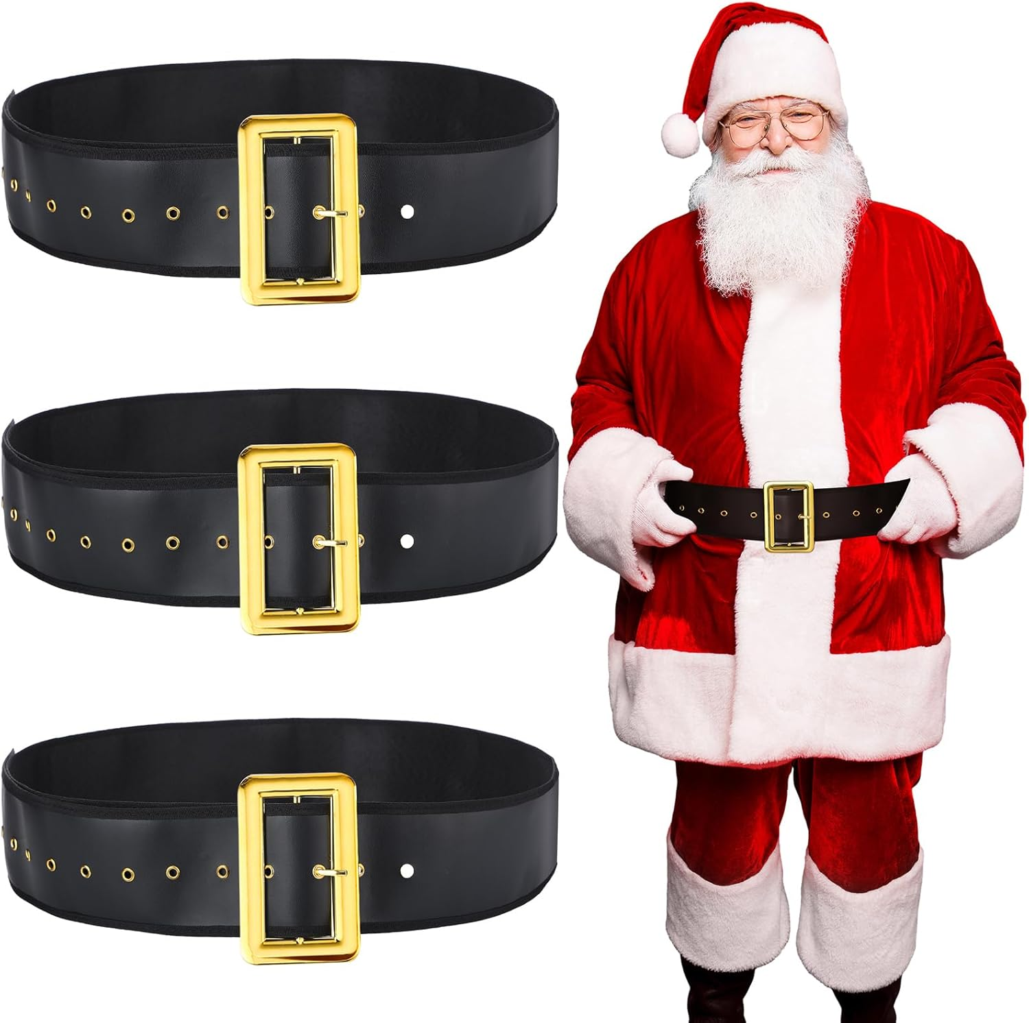 Janmercy 3 Pcs St. Patrick'S Day Belt for Men St. Patrick'S Day Costume Belt Black and Gold St. Patrick'S Day Men'S Belt Costume Accessories, Black, Gold, 165 X 8 Cm/ 64.96 X 3.15 Inches image number 4