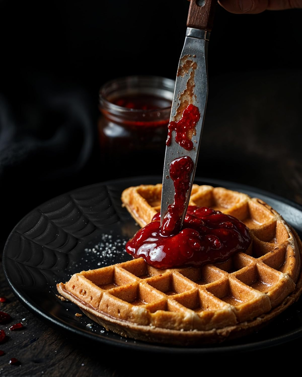 Nomnu Spiderweb Dinnerware Set (16 Pieces) - Gothic Kitchen Decor - Black Matte Porcelain Gothic Dinnerware Set: 4 Dinner Plates 4 Salad Plates 4 Bowls 4 Mugs - Spiderweb Decor Halloween Spooky Gifts image number 2