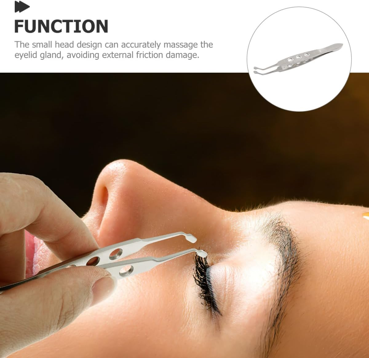 HEALEEP Stainless Steel Meibomian Gland Tweezers Eyelid Forceps Small Square Head 3X4Mm for Eyelid Massage and Gland Expression Women Beauty Tool for Eye Care image number 4