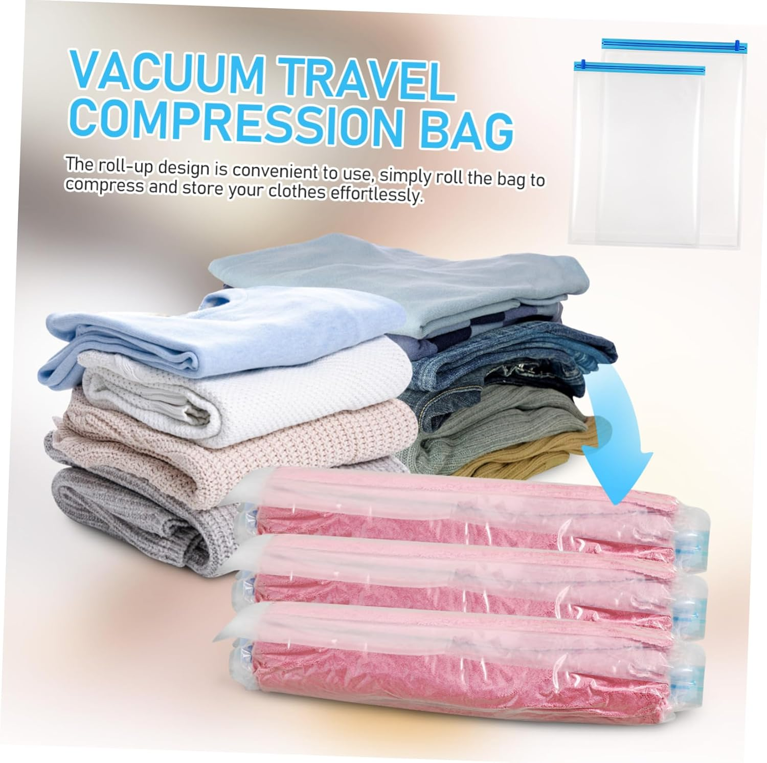 ANDRESLAD 12Pcs Vacuum Travel Bags Compression Packing Bags up Compression for Travel Storage Space Saver for Clothes image number 6