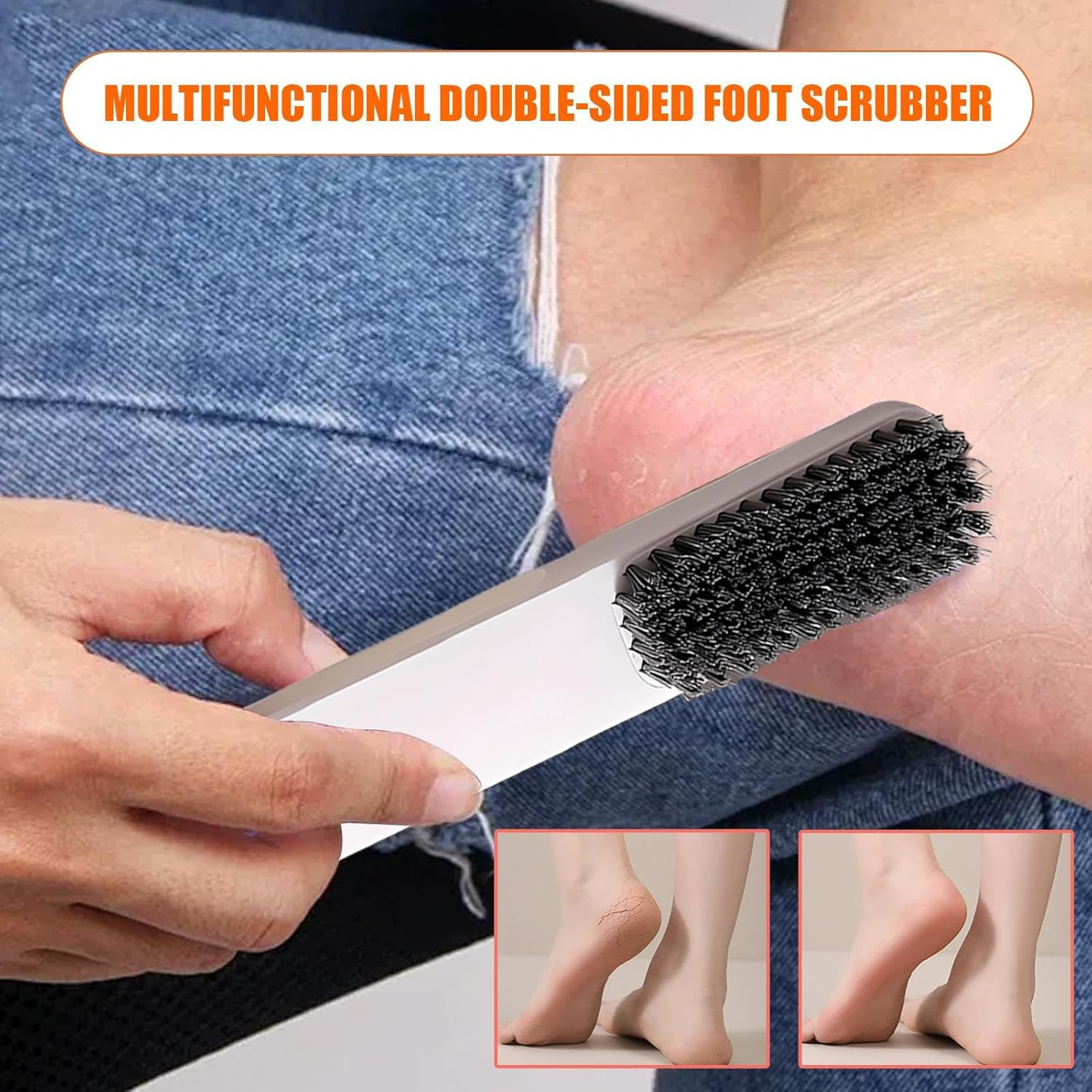 Foot File Callus Remover,Double-Sided Stainless Steel Brush 2 in 1,Cracked Heel File Corns Grater Brush | for Home Travel Shower Bathroom Spa Daily Grooming Nail Toes Adults Men Women Kids image number 3