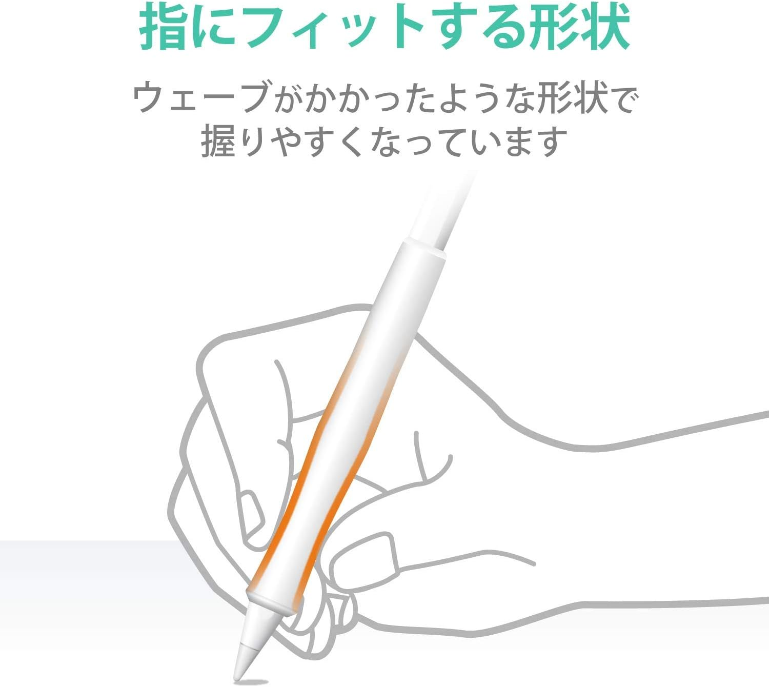 Elecom TB-APE2GFBSCR for Apple Pencil (2Nd Generation), Thick Shaft Type, Wave Grip, Clear image number 1