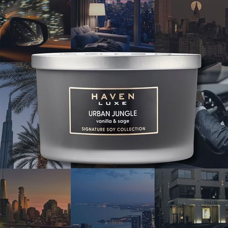 Haven Vanilla & Sage Scented Candle in Glass Jar - Clean-Burning Soy Wax Blend with Natural Cotton Wick - Long-Lasting Aromatherapy Candle for Home Decor & Fragrance image number 2