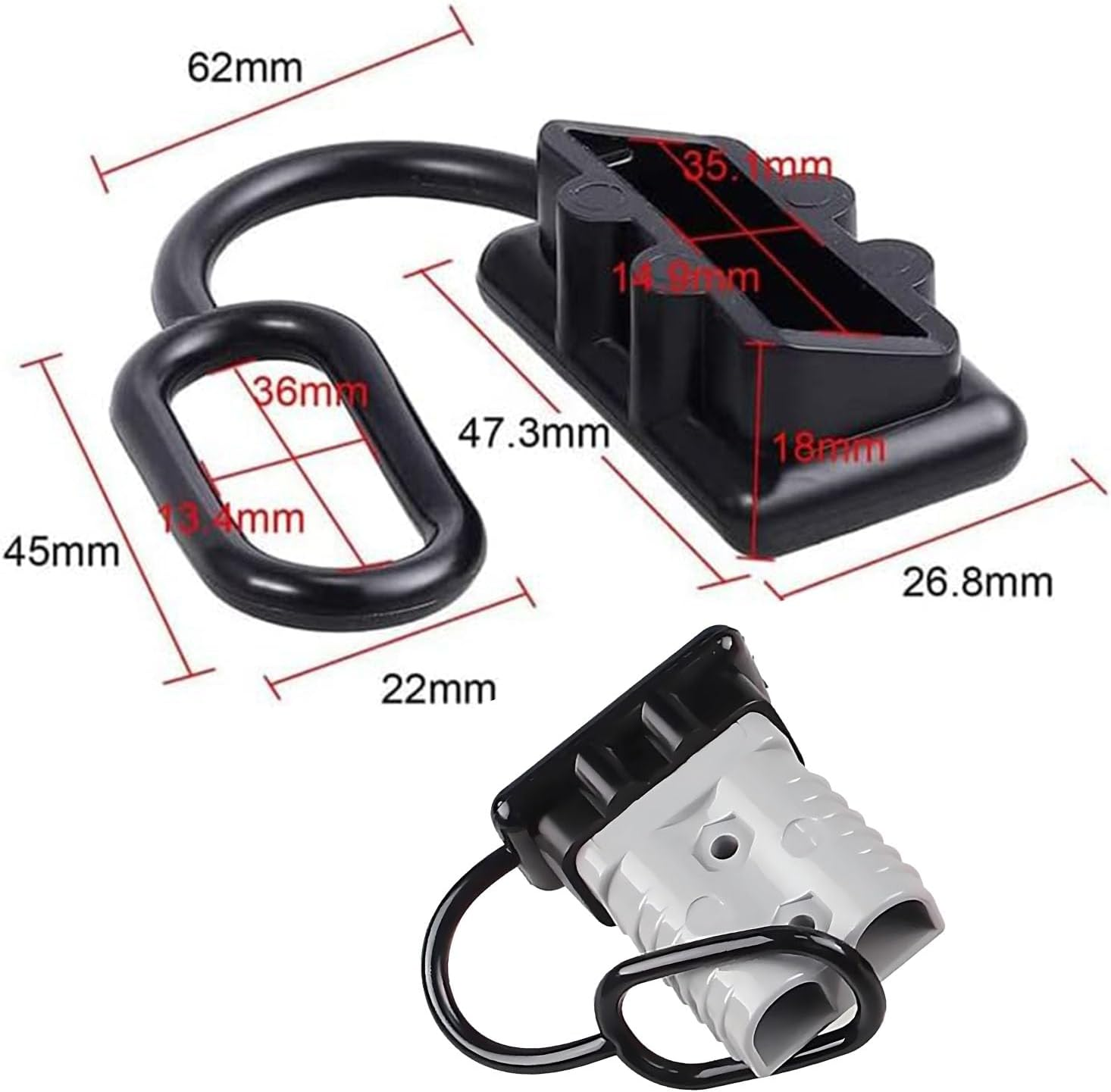 Battery Dust Cover, 4 Pcs 50AMP Battery Dust Cover Anderson Plug Cover Connector Dust Cover Dustproof Waterproof Plug Cover Connector Cover Rubber Cover Plug Connector Protective End Cap