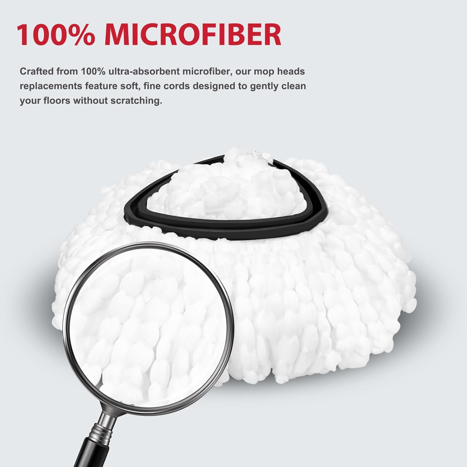 Nuorest Spin Mop Replacement Set for O-Ceda Easywring 1-Tank System, Includes 2 Mop Head Replacement, 1 Mop Handle (30-58In Adjustable 4-Section Pole), 1 Spin Mop Base image number 6