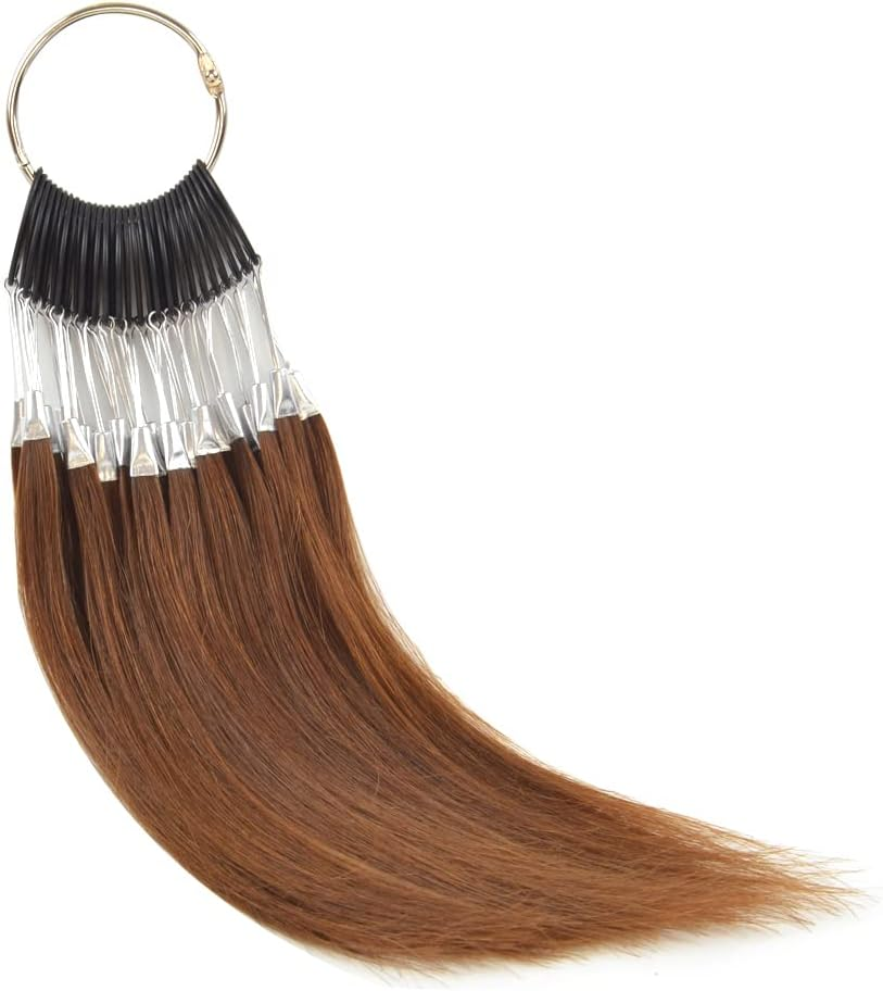 30 Strands/Set Hair Swatches Hair Colour Samples 100% Human Hair Colour Rings for Hair Extensions Salon Hairdressing (Light Brown) - 60 Lightest Blonde image number 3