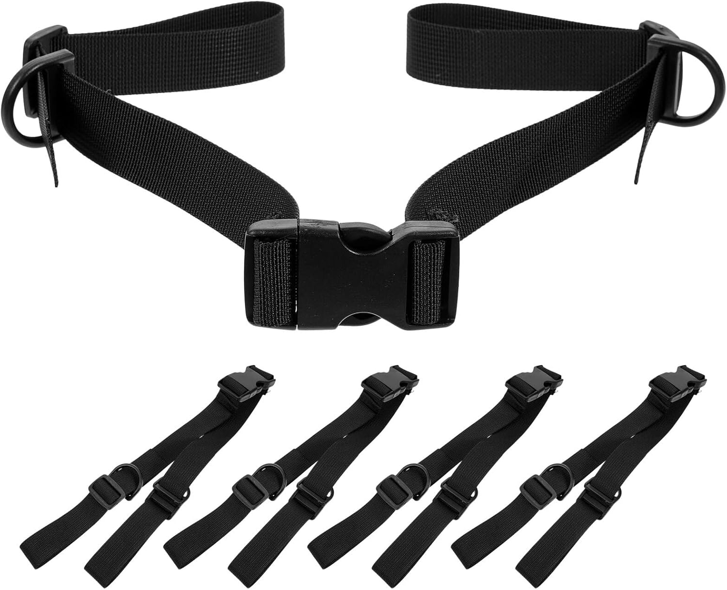 HOOTNEE 5Pcs Adjustable Heavy Duty Luggage Straps Buckle Clips, Black Universal Replacement Securing Belts for Suitcases, Backpacks, and Outdoor Gear Binding image number 1