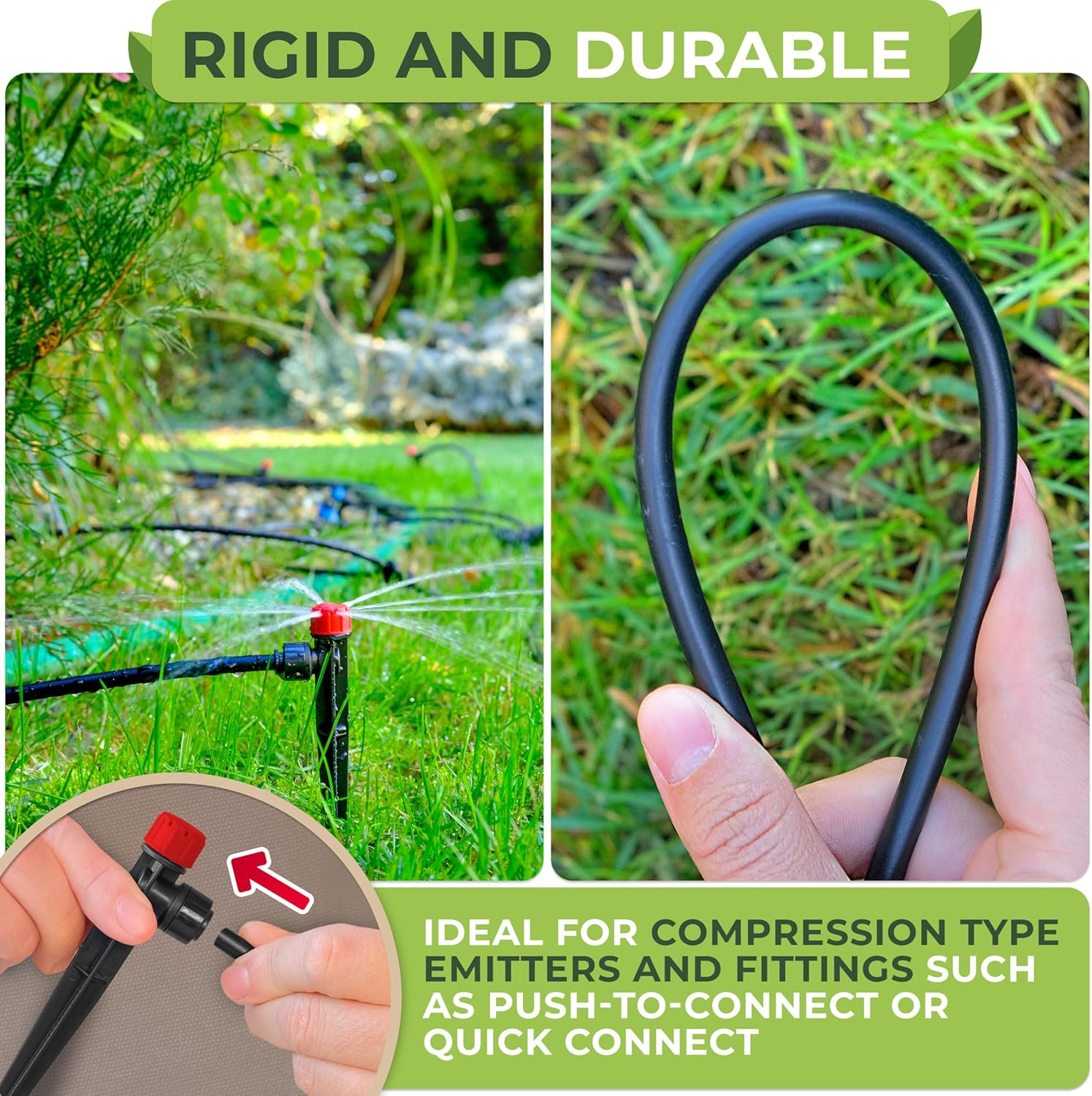 CARPATHEN 1/4 Drip Irrigation Tubing 100Ft - Black Drip Irrigation Hose Push-To-Connect Compatible - for DIY Garden Irrigation System, Misting, or Blank Distribution Tubing for Any Gardening Project image number 1