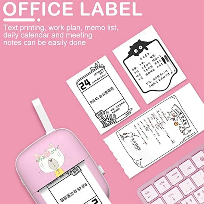 Mini Thermal Printer, Portable Wireless Smart Printer Bluetooth-Compactible Durable Wireless Label Memo Receipt Paper Printer Office Supply for Home/703 (Size : Pink) image number 2
