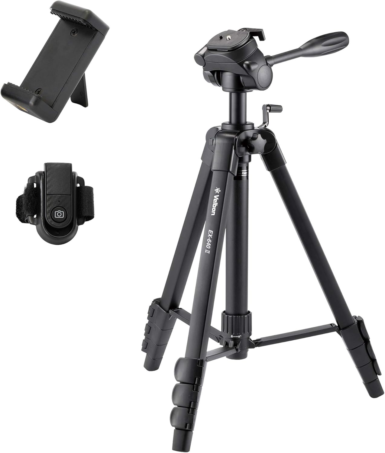 Velbon EX-640 II AZ Family Tripod, 4 Tiers, Lever Lock, Total Height 66.9 Inches (170 Cm), Leg Diameter 1.0 Inches (26 Mm), Medium Size, 3-Way Head Head, Compatible with DIN Standard Quick Shoes, image number 2