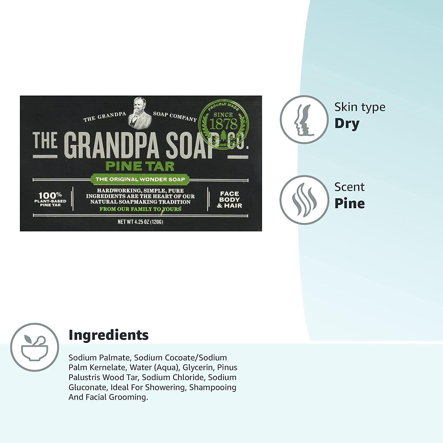 Grandpa'S Pine Tar Soap 4.25 Ounce (Pack of 2) image number 4