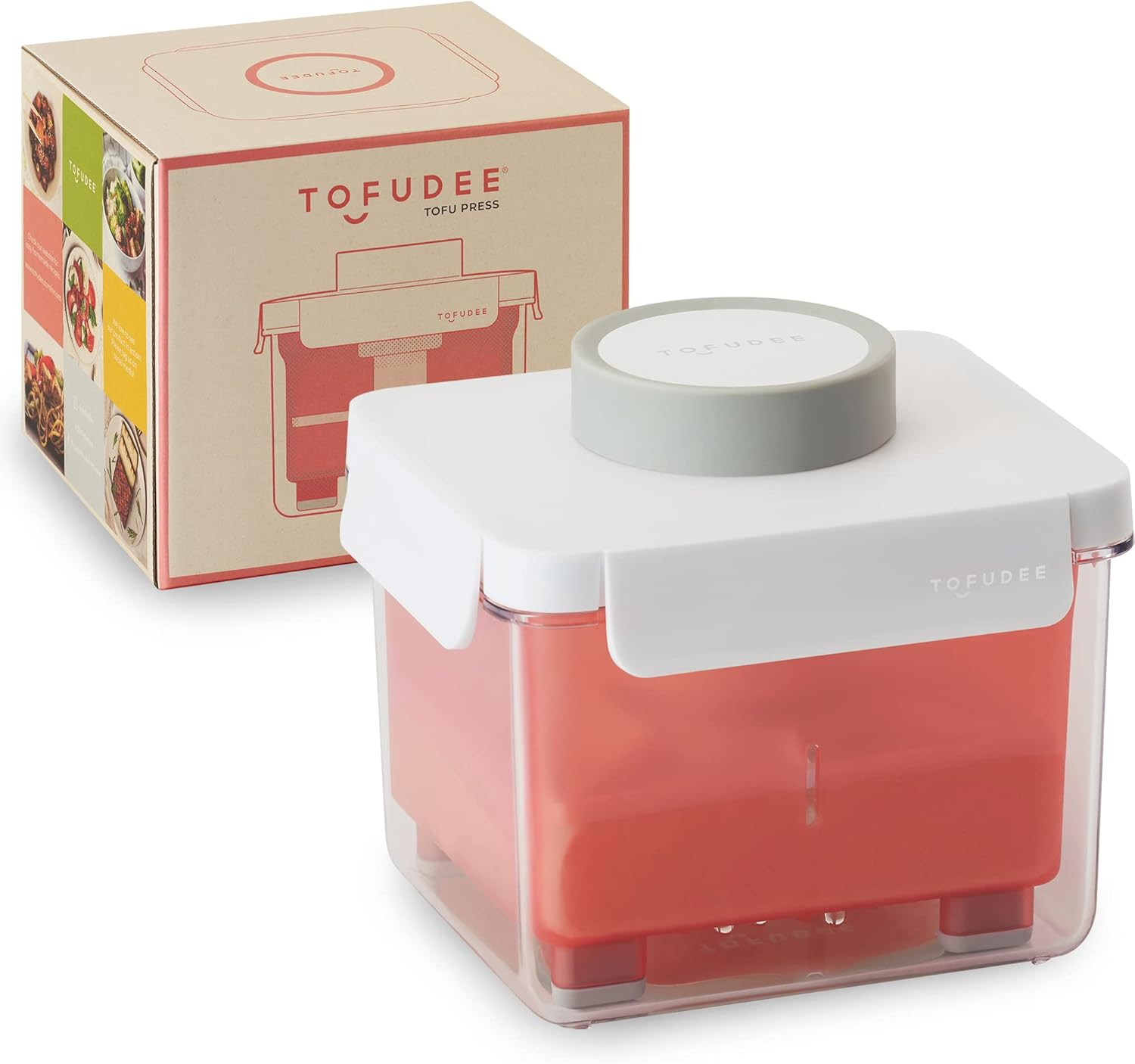 TOFUDEE Tofu Press with Auto Intellispring. Patent Adjustable Vegan Tofu Presser for Speed up Draining Water from All Types of Pressed Tofu without Crack