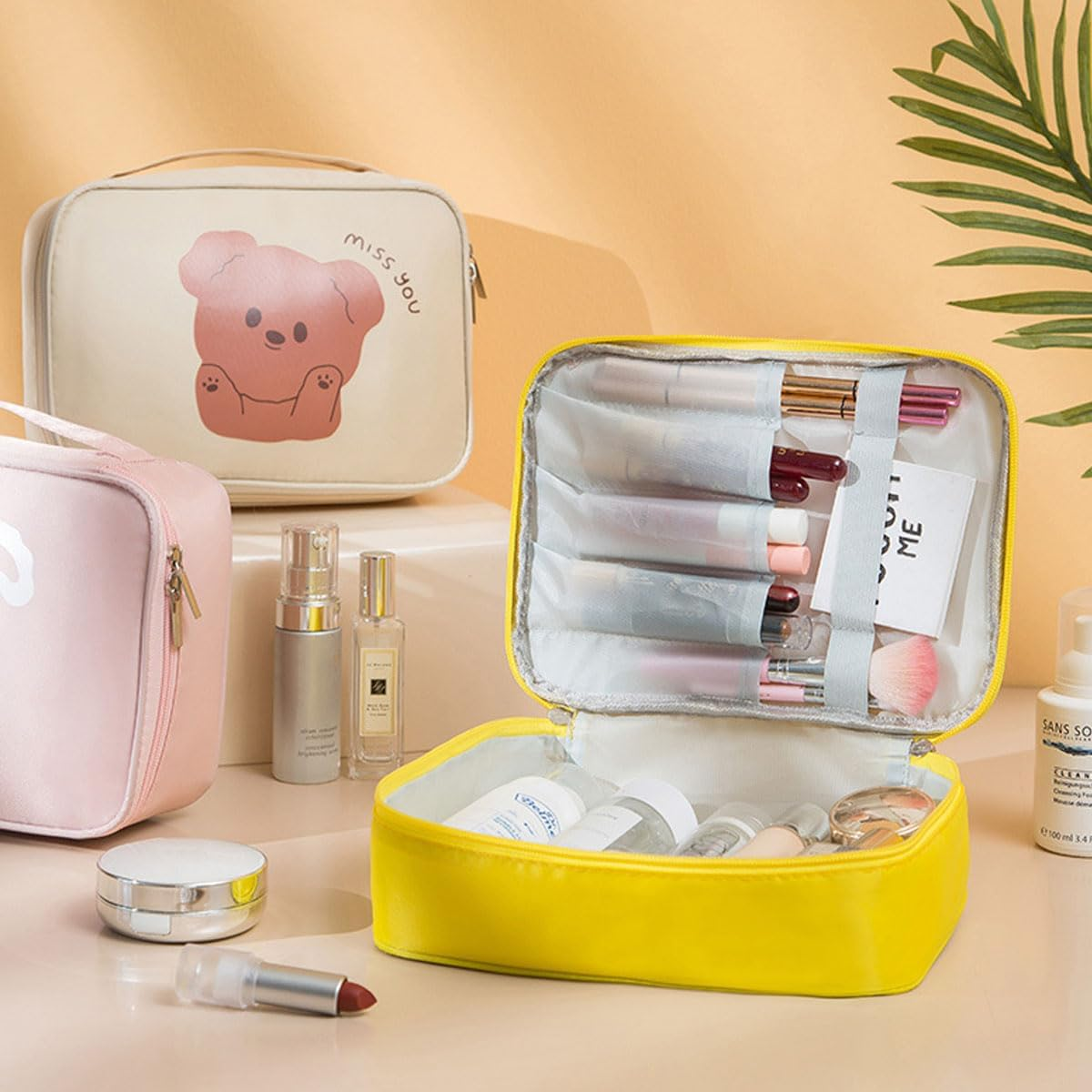 Adorable Women'S Makeup Bag - Large Capacity Travel Cosmetic, Handheld & Portable (Pink) - Purple image number 7