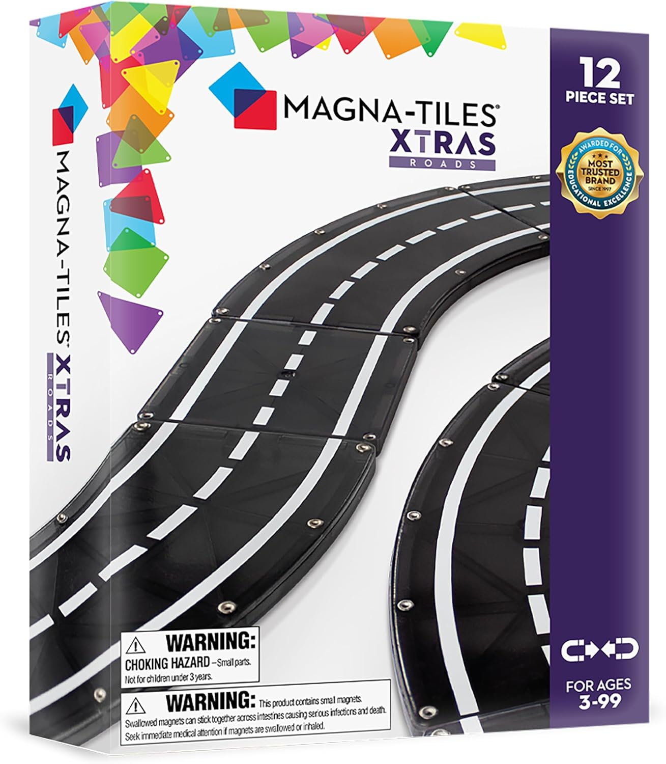 Magna-Tiles Xtra Roads Magnetic Construction 12-Piece Set image number 3