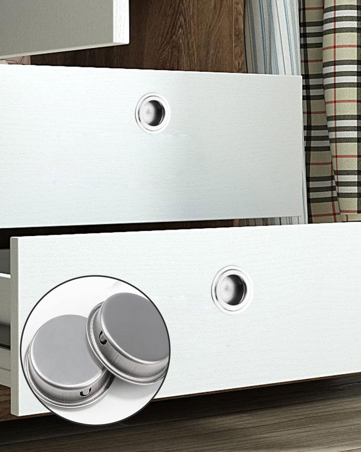 QLEUIFT 10 Pieces round Recessed Pull Handles Recessed Sliding Door Handles Concealed Pull Handles Knob Recessed Finger Pull for Drawers, Wardrobes, Cabinets, Custom Furniture image number 2