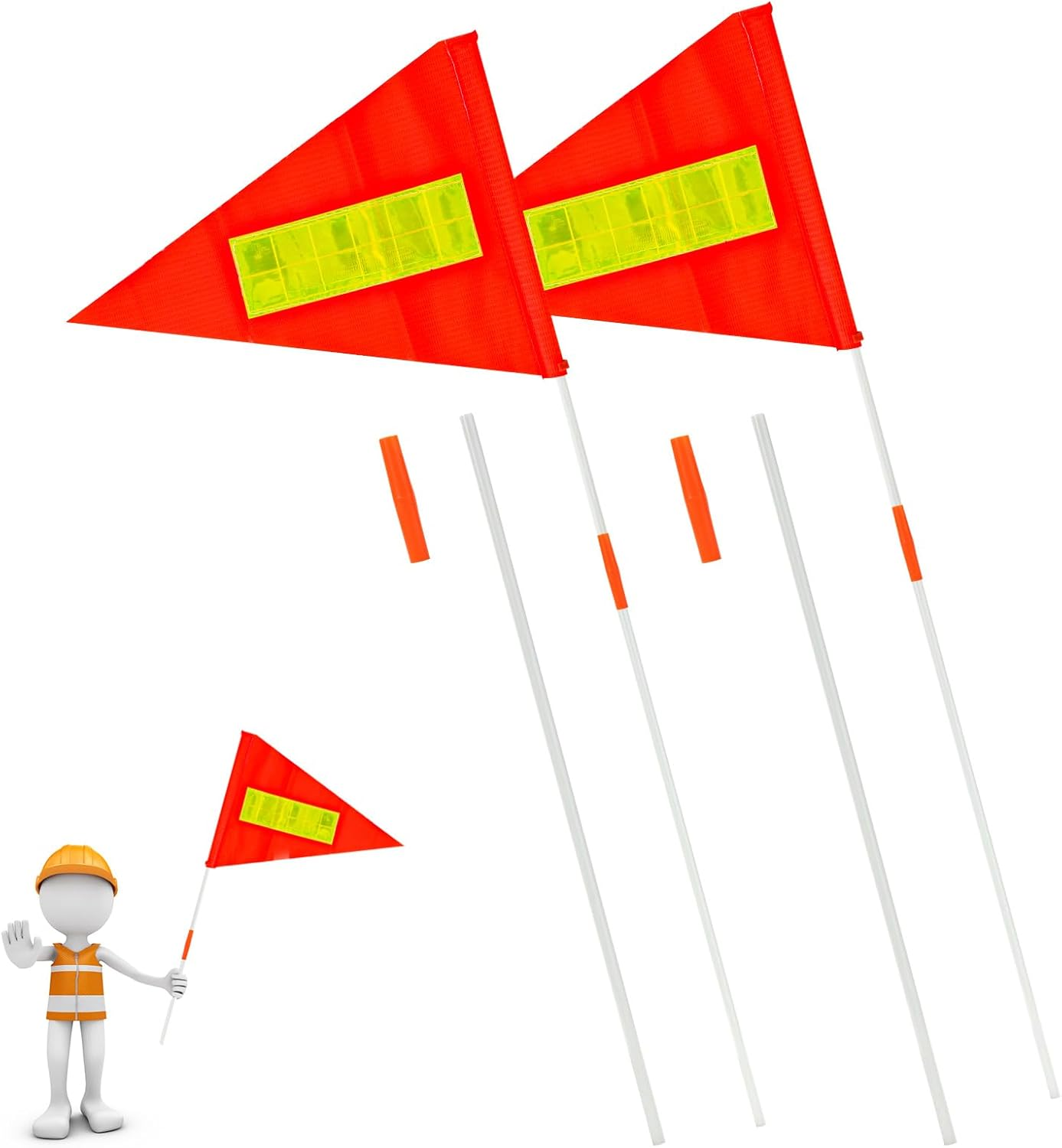 XIHIRCD 2Pcs Safety Flags with Pole, Kid Alert Slow down Signs Neighborhoods Bike Safety Flag with Pole Replacement Easy to Install Orange Safety Flag Warning Signs Compatible with Step 2 image number 4