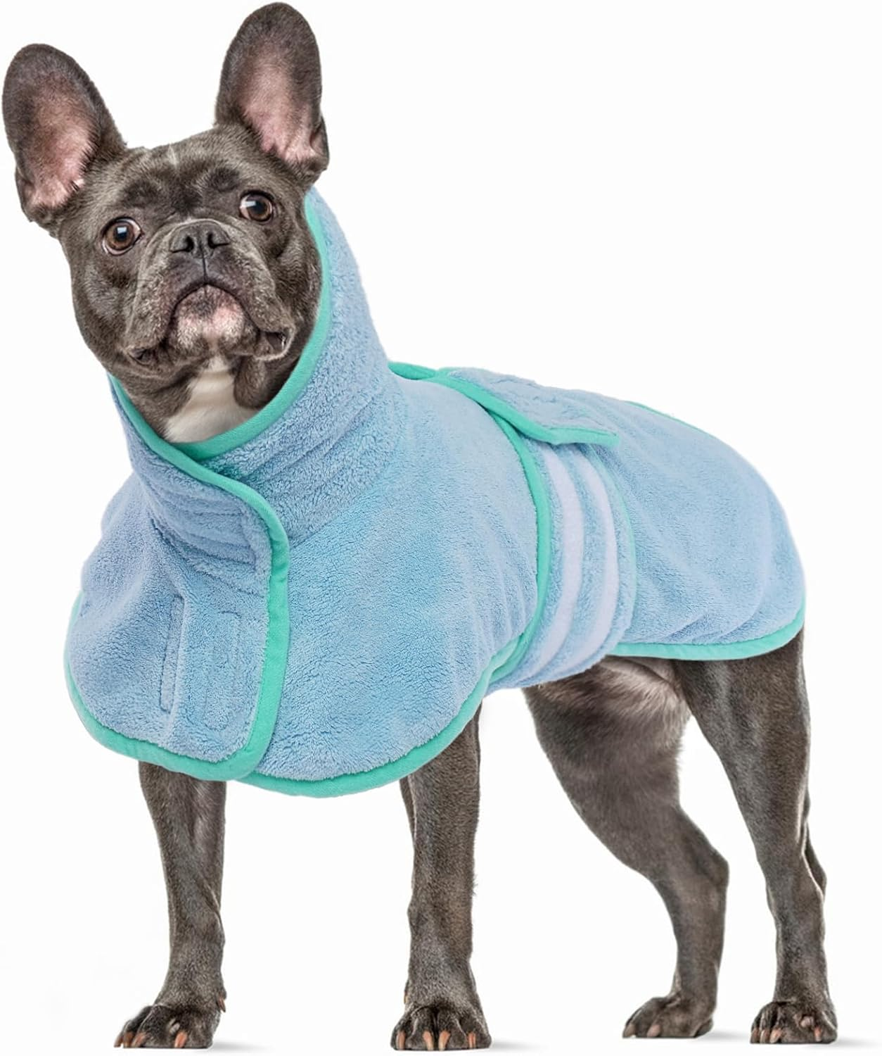 Dog Drying Towel, Dog Bathrobe Towel Microfiber Water Absorbent Adjustable Pet Shower Towel for Small Medium and Large Dogs(Blue, L) image number 4