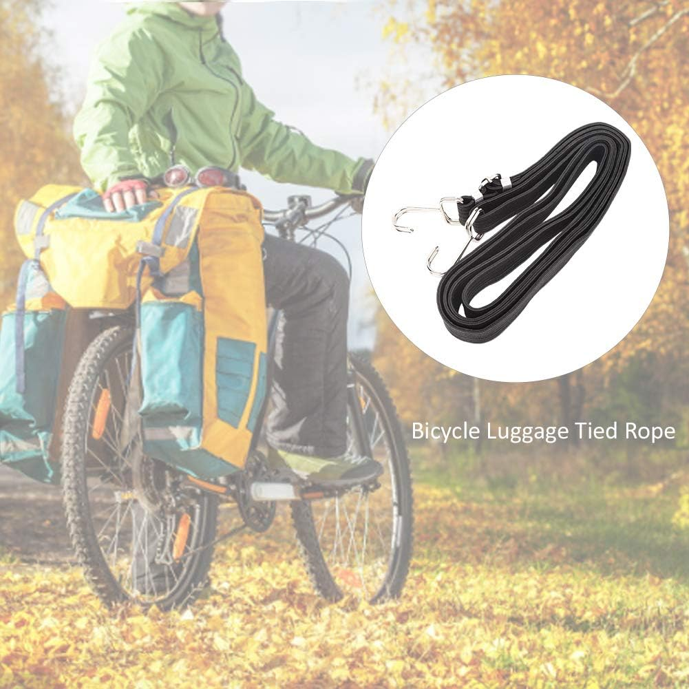ANKROYU Heavy Duty Bicycle Luggage Straps Elastic Rope with Stainless Steel Hooks for Mountain Bike Motorcycle Camping Outdoor Gear Storage Binding 1.5M Black Nylon Accessory image number 6