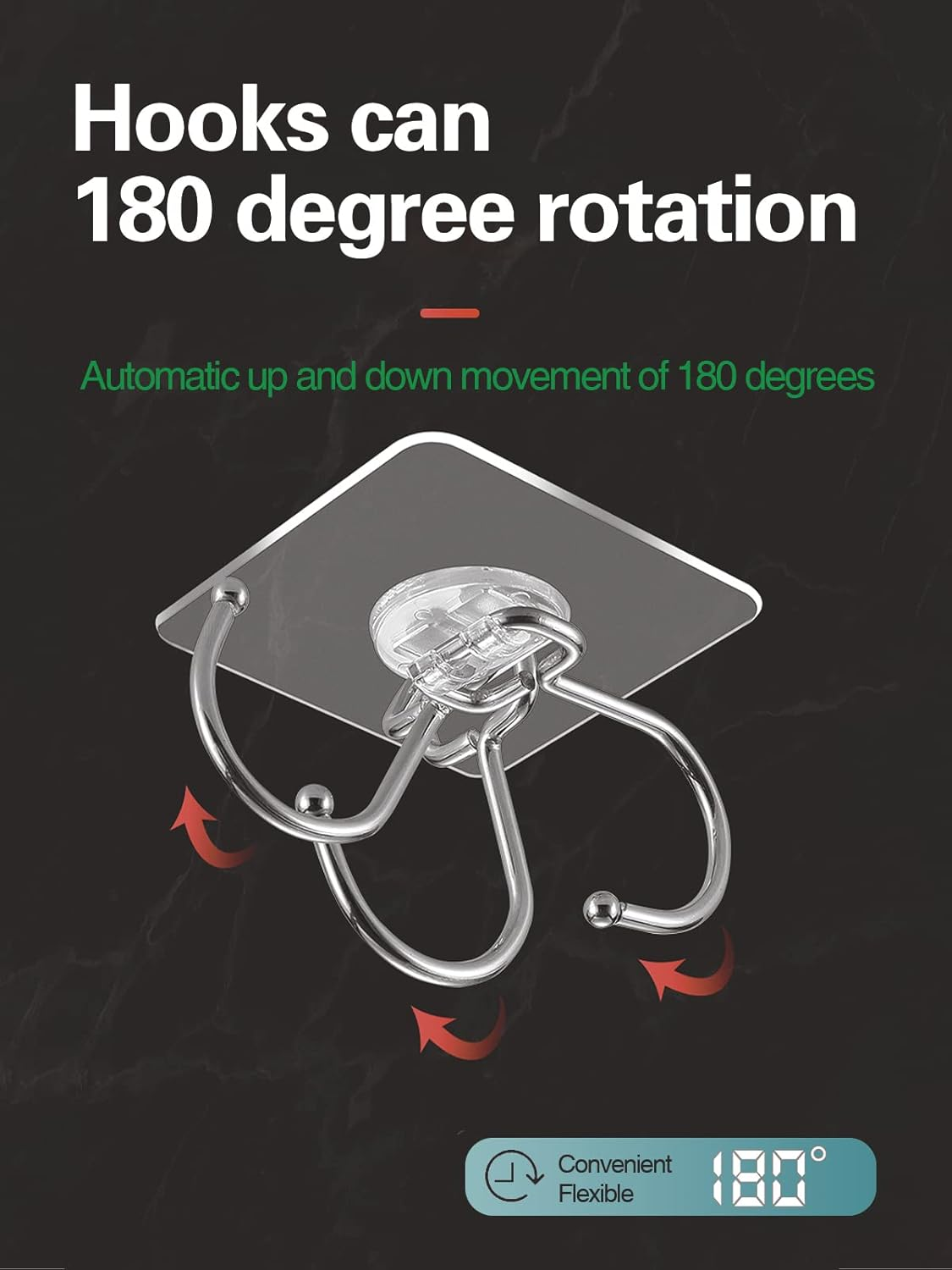 EKE 12 Pack of Large Adhesive Hook Wall Hooks with 40Ib Load Capacity (Max) for Hanging Stainless Steel Towels and Coats, Suitable for Kitchens, Bathrooms, Homes and Offices (12). image number 2