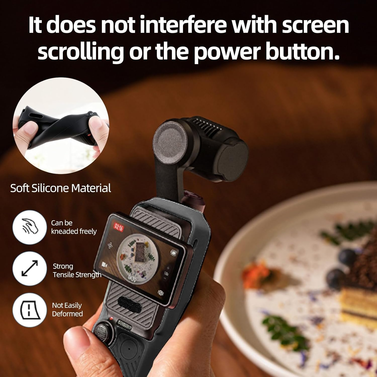 Pocket 3 Case, Soft Silicone Protective Case Compatible with Pocket 3 Creator Combo, Lightweight Creen Protector Grip Cover Accessories - Black image number 1