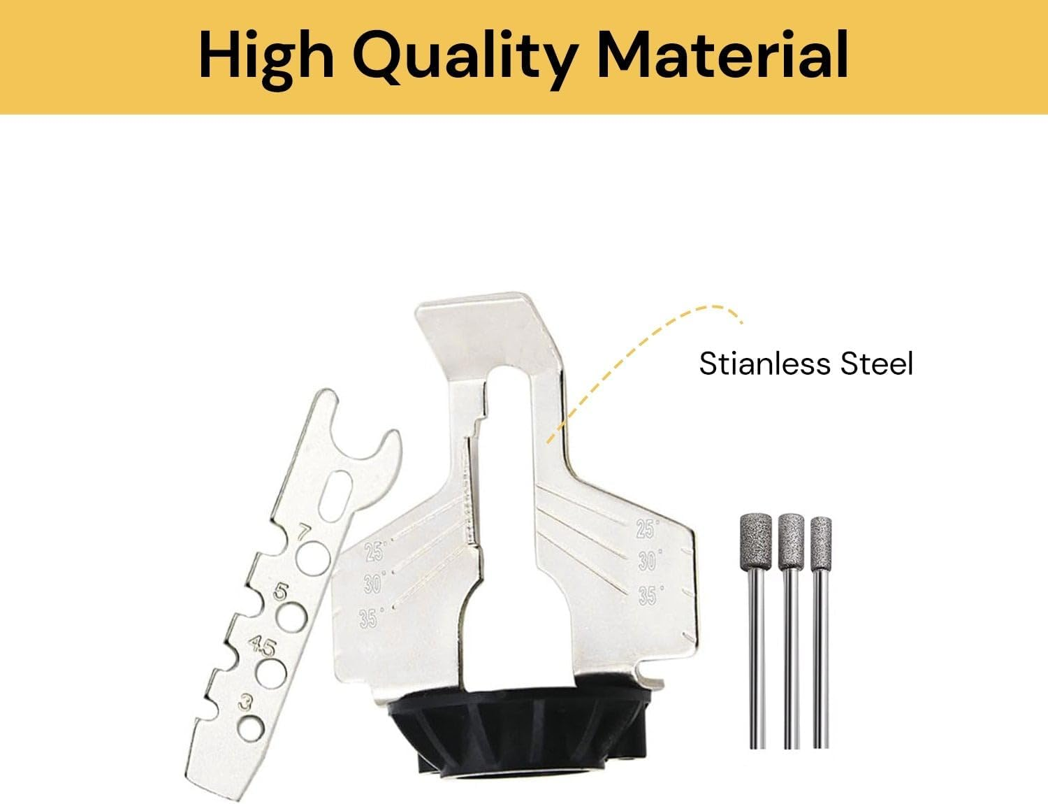 EZONEDEAL Electric Grinder Dedicated Chainsaw Sharpening Attachment Kit Rotary Tool Accessory Kit Chain Saw Blade Teeth Sharpener Attachment Angle Guide Diamond Burr Grinding Stone Files image number 1