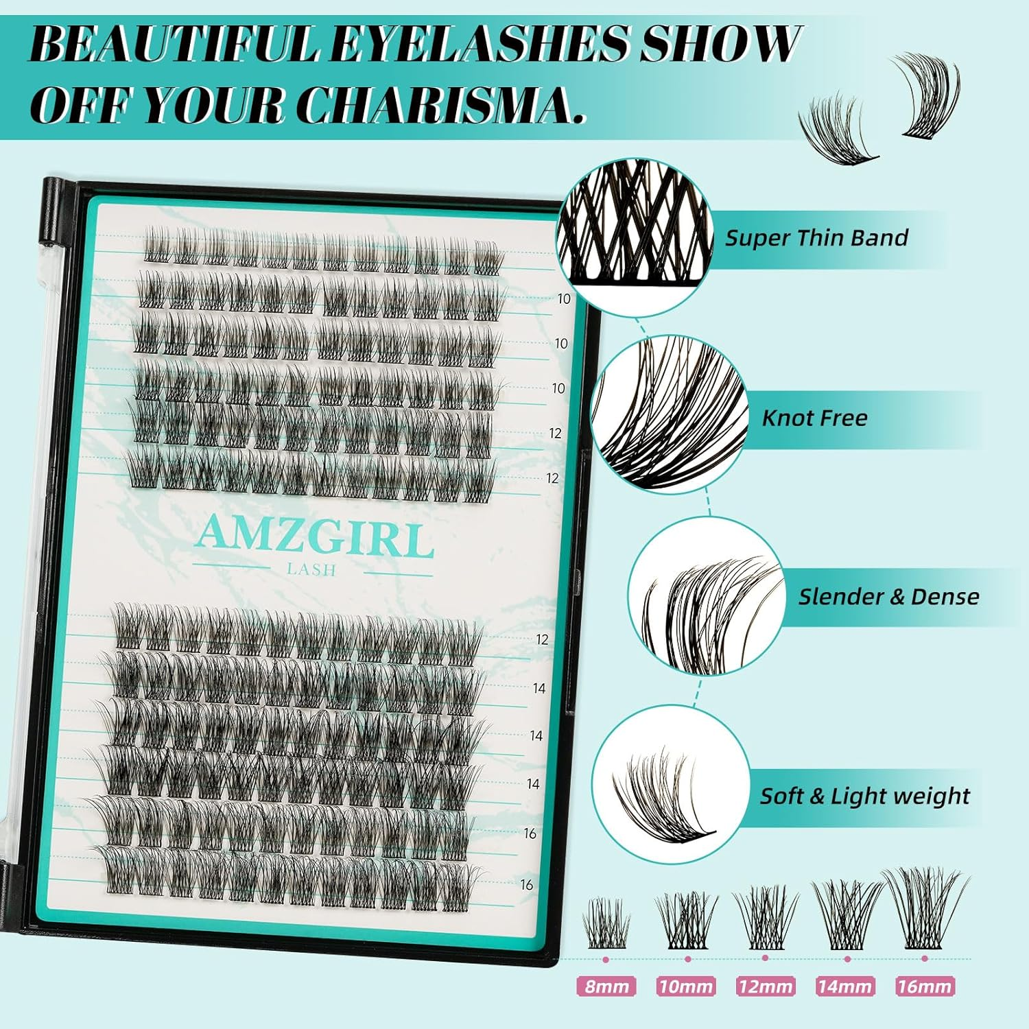 Lash Extension Kit Daybreak Lash Clusters Kit Lash Bond and Seal Eyelash Remover and Eyelash Applicator for Diy Lash Extension Set at Home by Amzglrl(Daybreak,D-Mix8-16Mm Kit) image number 5