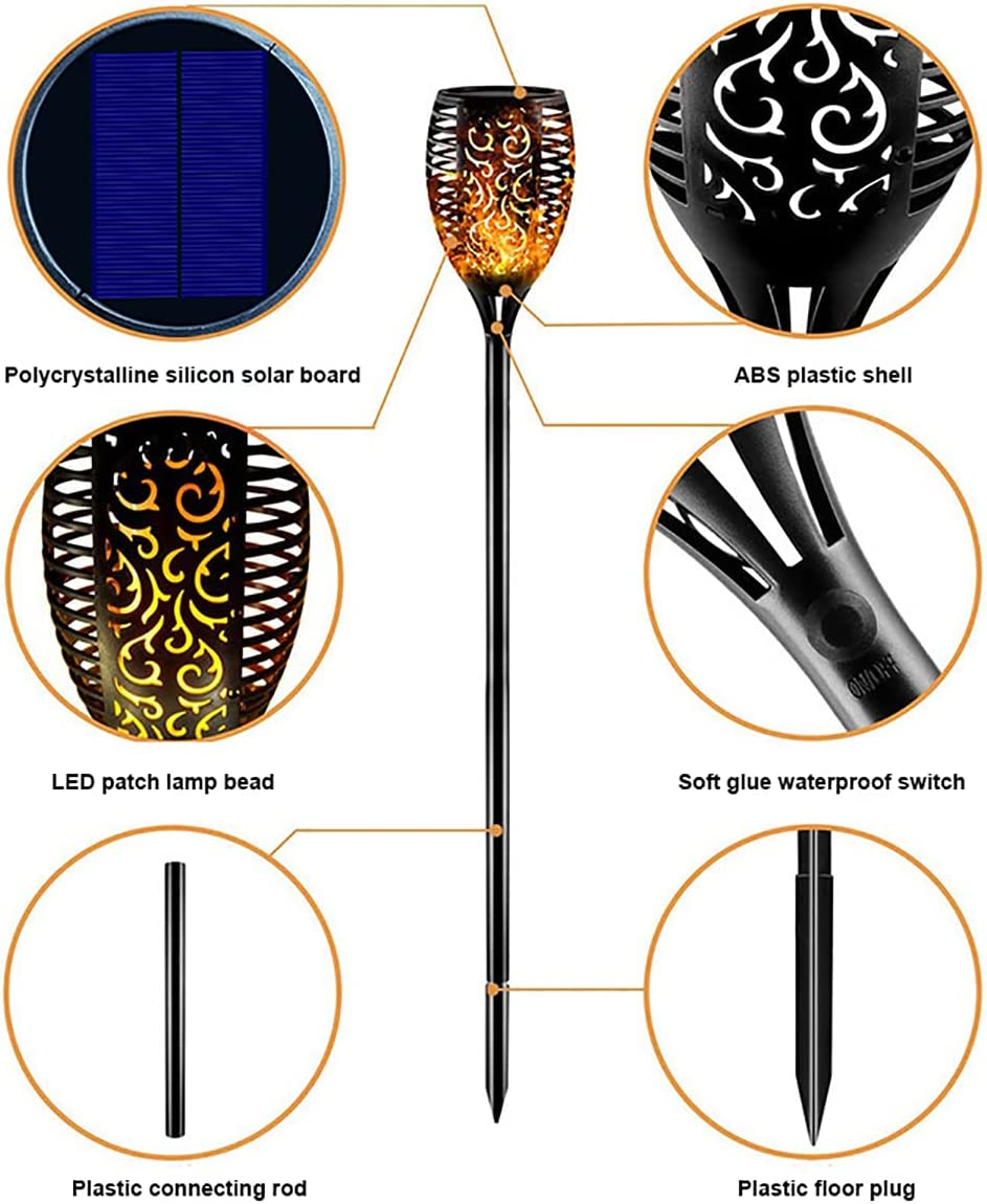 4-Pack Solar Lights Outdoor with Flickering Dancing Flame - Waterproof Landscape Torch for Garden, Pathway, Patio, Yard, Driveway - Outdoor Decoration image number 5