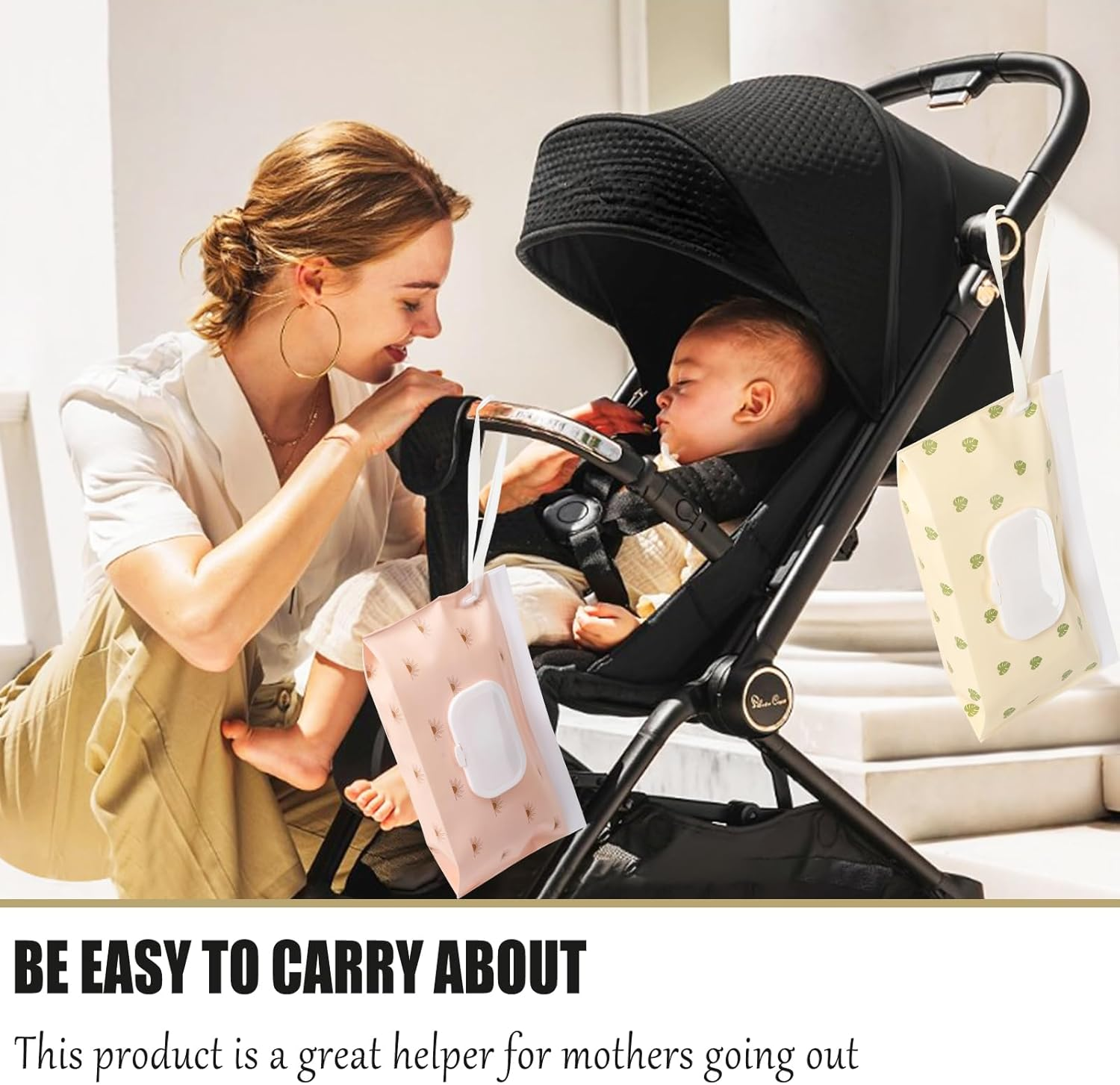 FEBSNOW 4 Pack Portable Refillable Baby Wipes Dispenser, Boho Style Rectangular EVA Wipes Case, Multicolor image number 4