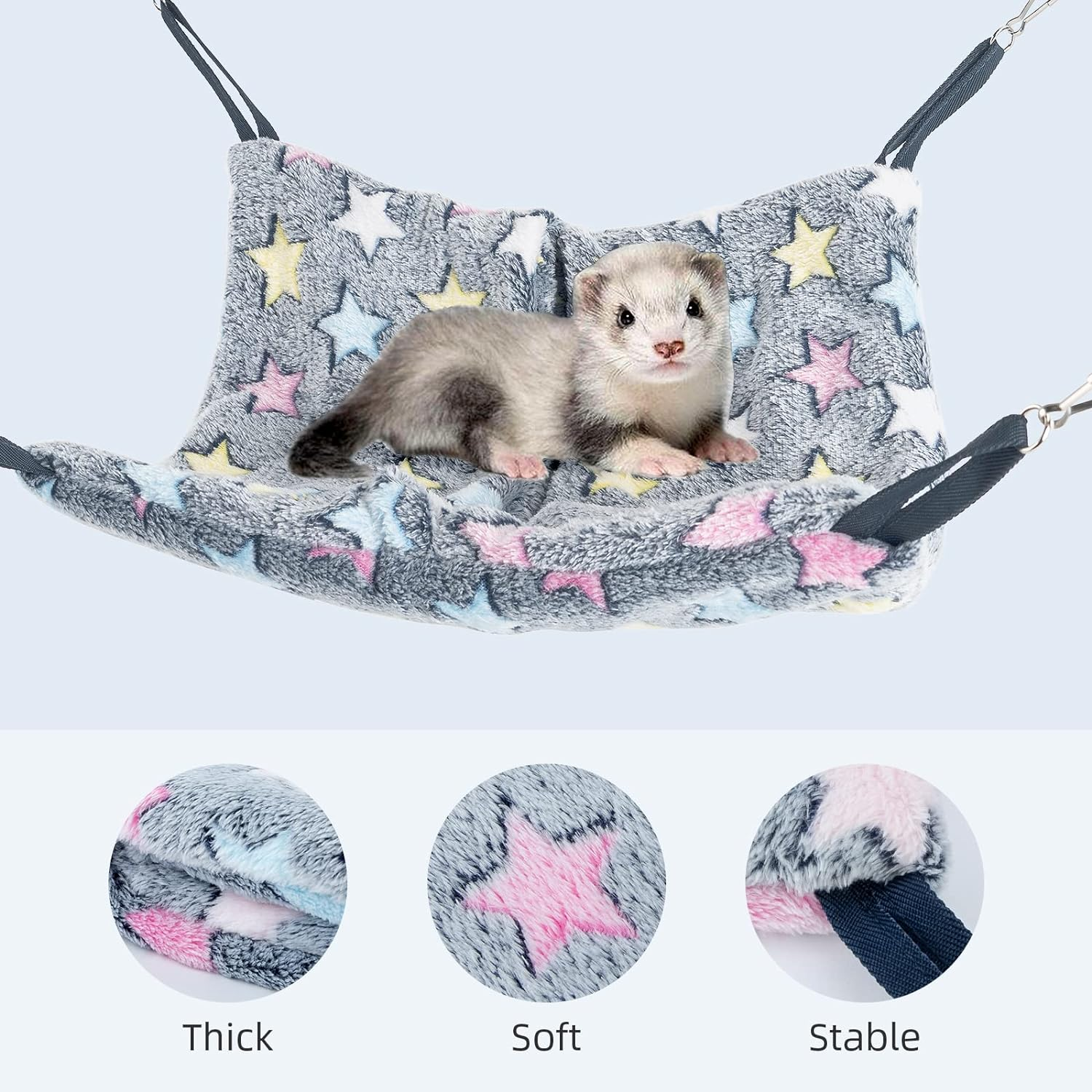 Niteangel Hanging Hammock Nap Sack Swing Bag Pet Sleeper for Ferret Rat Sugar Glider and Other Small Animals (Cream, Star) image number 4