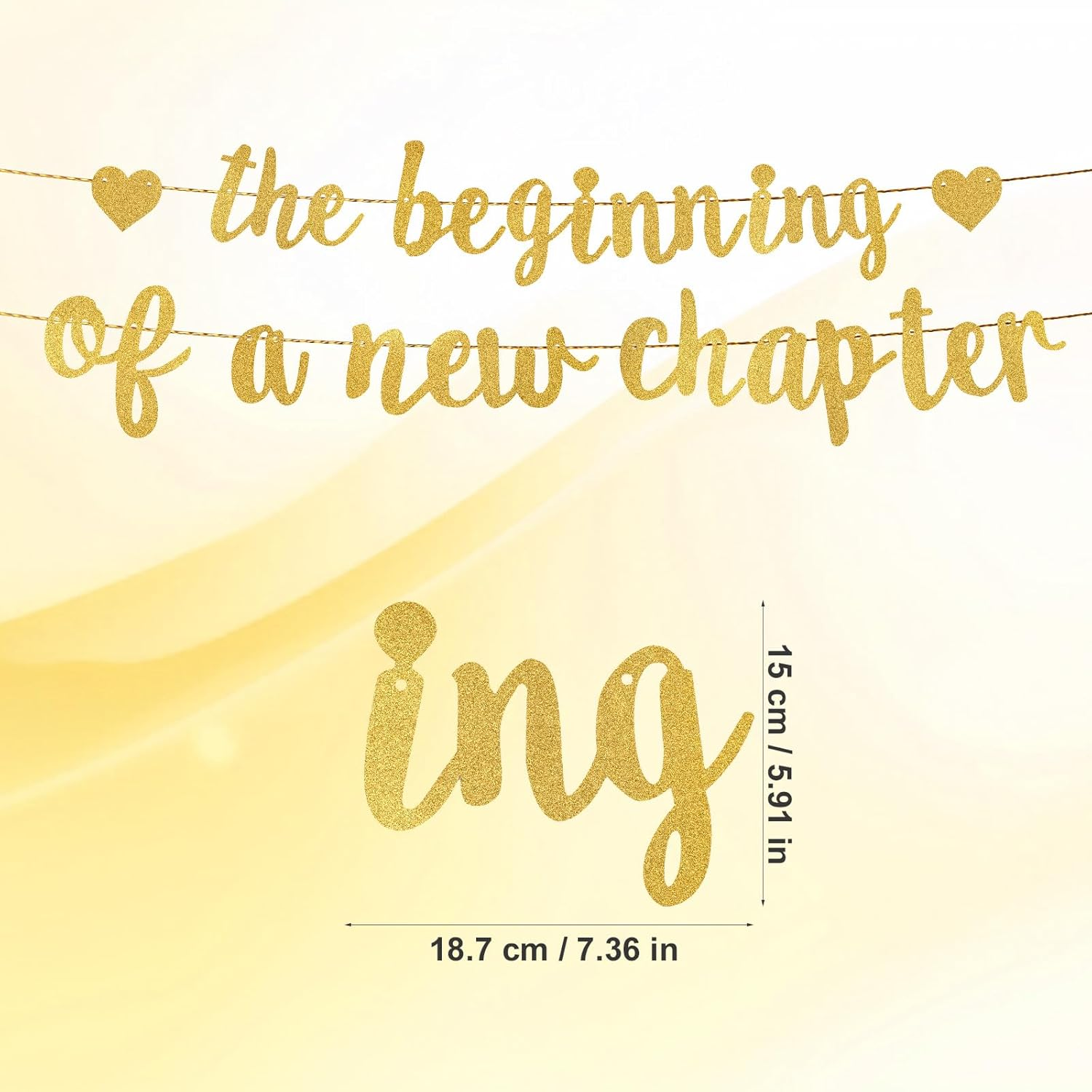 The Beginning of a New Chapter Banner, Shiny Congratulations Banner Farewell Party Garland Sign for Going Away House Warming Graduation New Job Divorce Engagement Party Decorations (Gold)