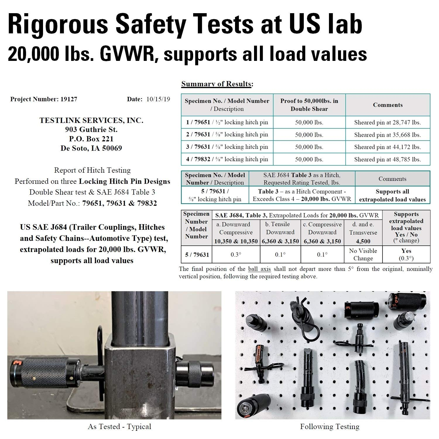 Towworks 79632 Keyed Alike Hitch Pin Lock Set, 16 Mm (5/8 Inch) Diameter Locking Pin with Double Safety, Extra Long Fits All Common Hitch Receivers from 65 Mm to 80 Mm, 2-Pack image number 4