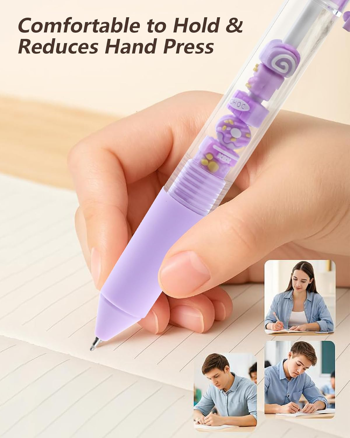 6 Pack Cute Cartoon Gel Pens, 0.5Mm Fine Point Quick Dry Black Ink Smooth Writing Pens, Retractable Ballpoint for Journaling Planner(Funny Animals Fruits Snacks DIY Designs) image number 2