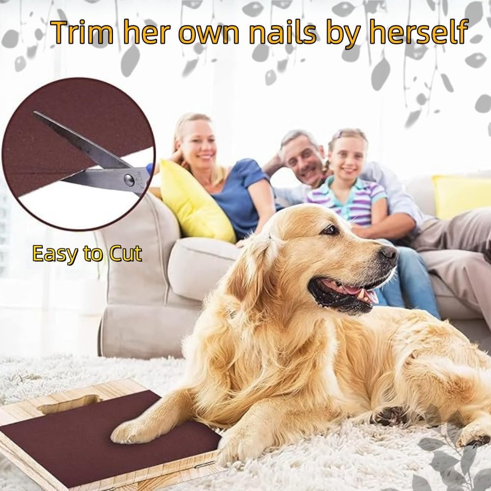 FACAING 3 Pack 50X25Cm Pet Sandpaper Nail File - Sticky Back Dog and Cat Scratch Pads/Replaceable Grooming Sandpaper Sheets for Litter Box Liner