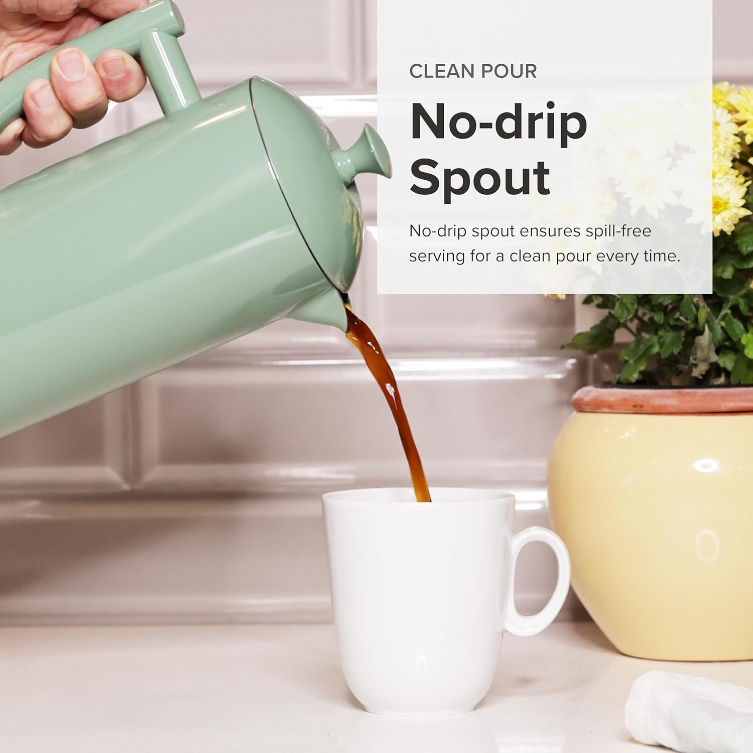 Frieling Elegant French Press Coffee Maker, 34 Fl. Oz., Dilly Bean Green image number 5