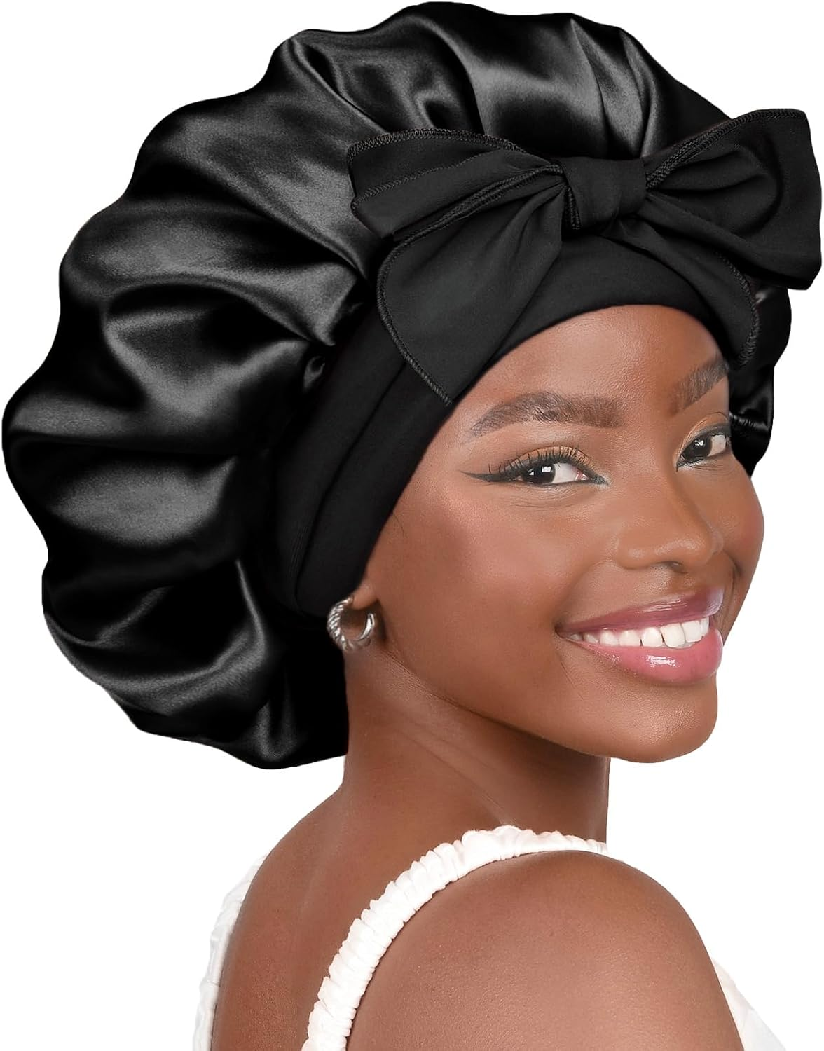 YANIBEST Satin Bonnet Silk Bonnet for Sleeping Double Layer Satin Lined Hair Bonnet with Tie Band Bonnets for Women