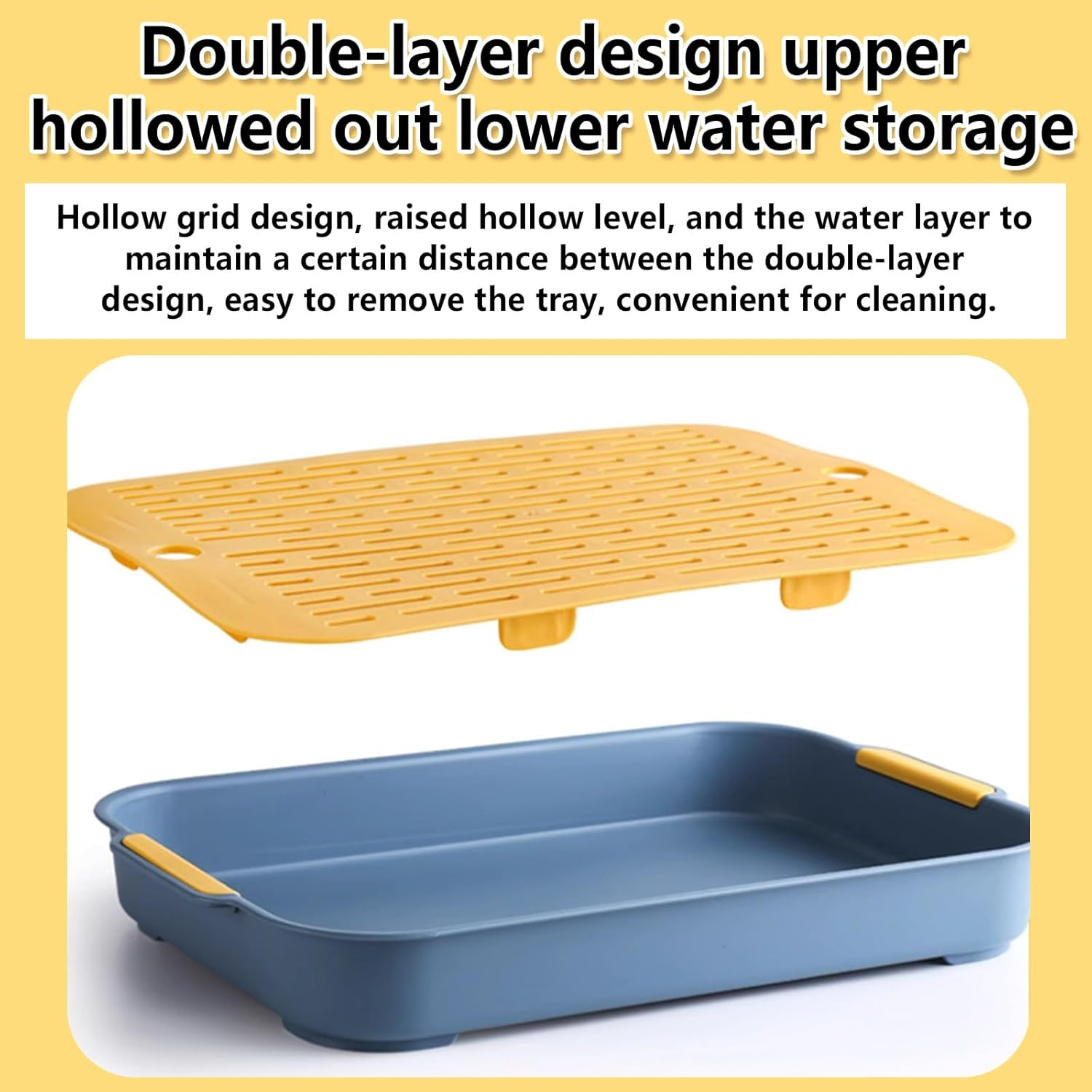 Rabbit Litter Box Pet Toilet Tray Plastic Waste Pan Easy to Clean Reusable Small Animal Potty for Bunny Guinea Pig Chinchilla Hamster Indoor Cage Training Use(Blue,Small) image number 2