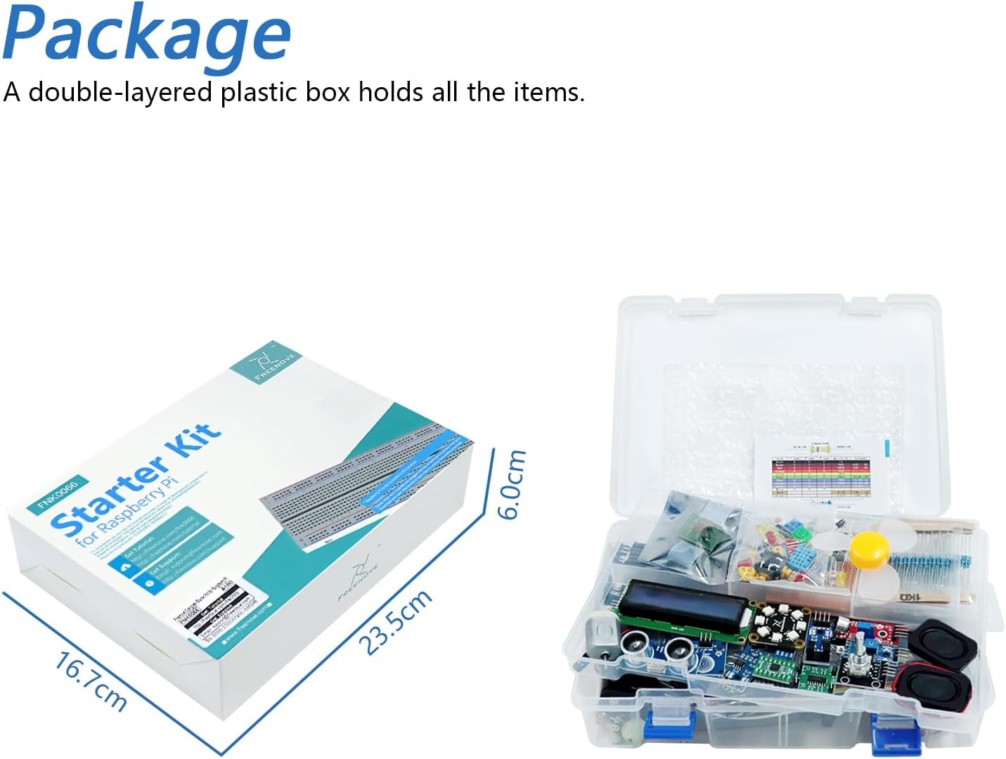 Freenove Complete Starter Kit for Raspberry Pi 5 4 B 3 B+ 500 Zero 2 W, 1170-Page Tutorial, Python C Java Scratch Processing Code, 386 Items, 164 Projects, Camera Speaker (Raspberry Pi NOT Included) image number 6