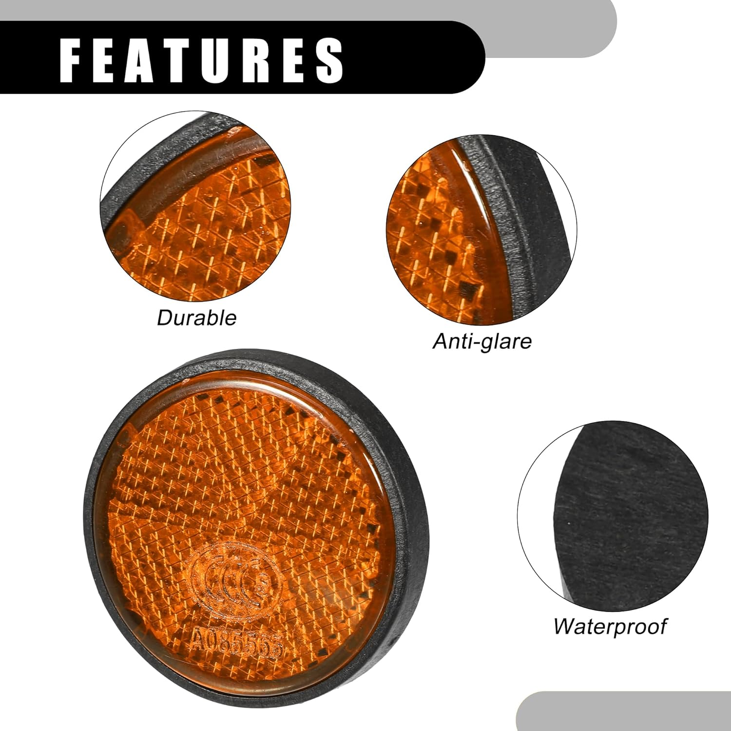 X AUTOHAUX 4Pcs 1.73"X0.31" Universal Reflector - round Motorcycle Bike Safety Reflector Increase Visibility and Safety on the Road - Plastic Orange for Car image number 2