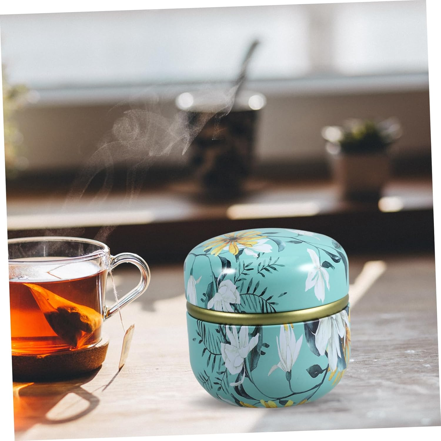 NAMOARLY 4Pcs Vintage Tea Storage Containers Mini Portable Sealed Iron Canisters Lid for Travel and Home Tea Preservation