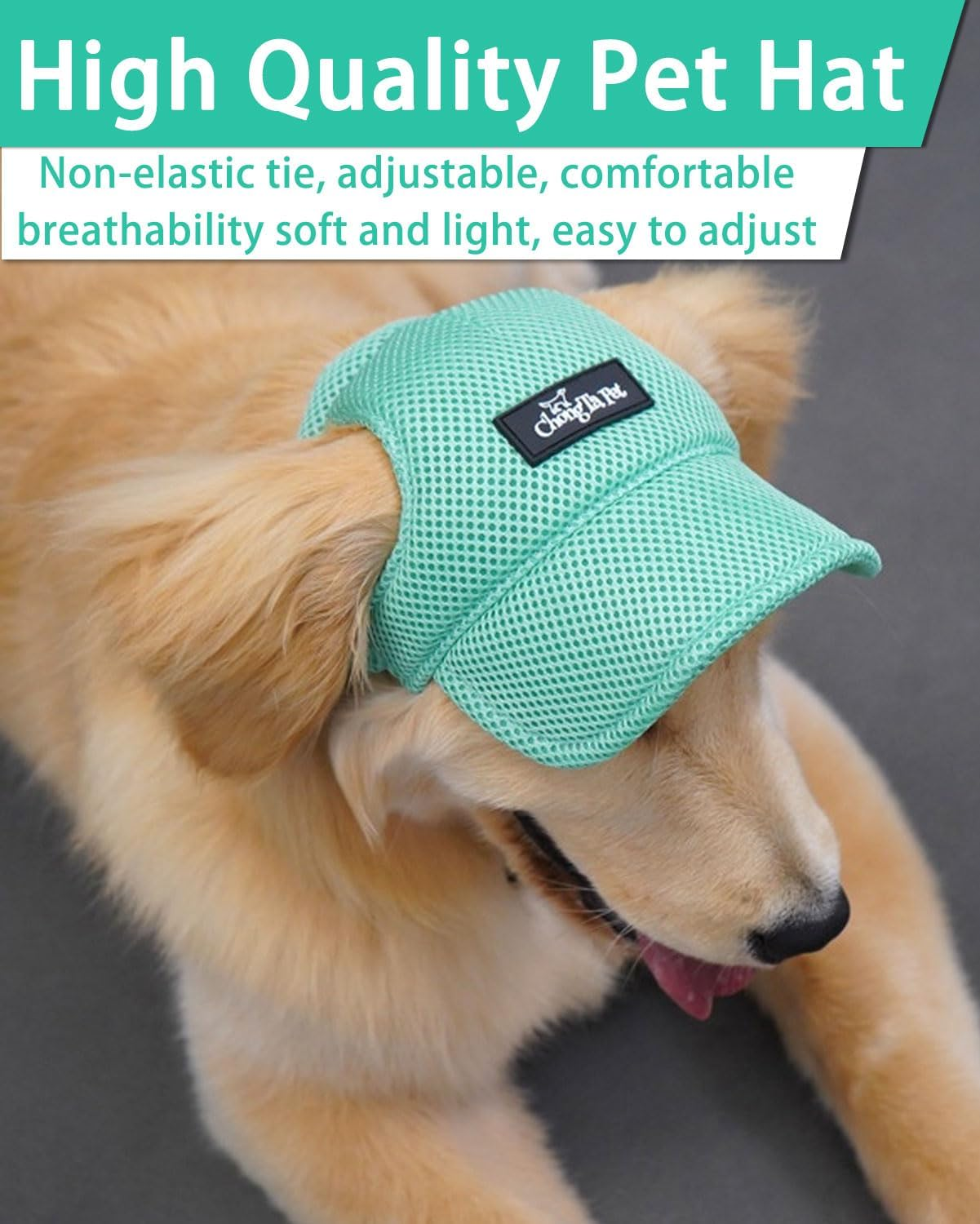 BPTRKOM 1 Piece Dog Baseball Cap with Adjustable Sun Protection - Baseball Cap with Special Ear Holes for All Dog Sizes - Breathable UV Protection Design (Size : M, Color : Green)