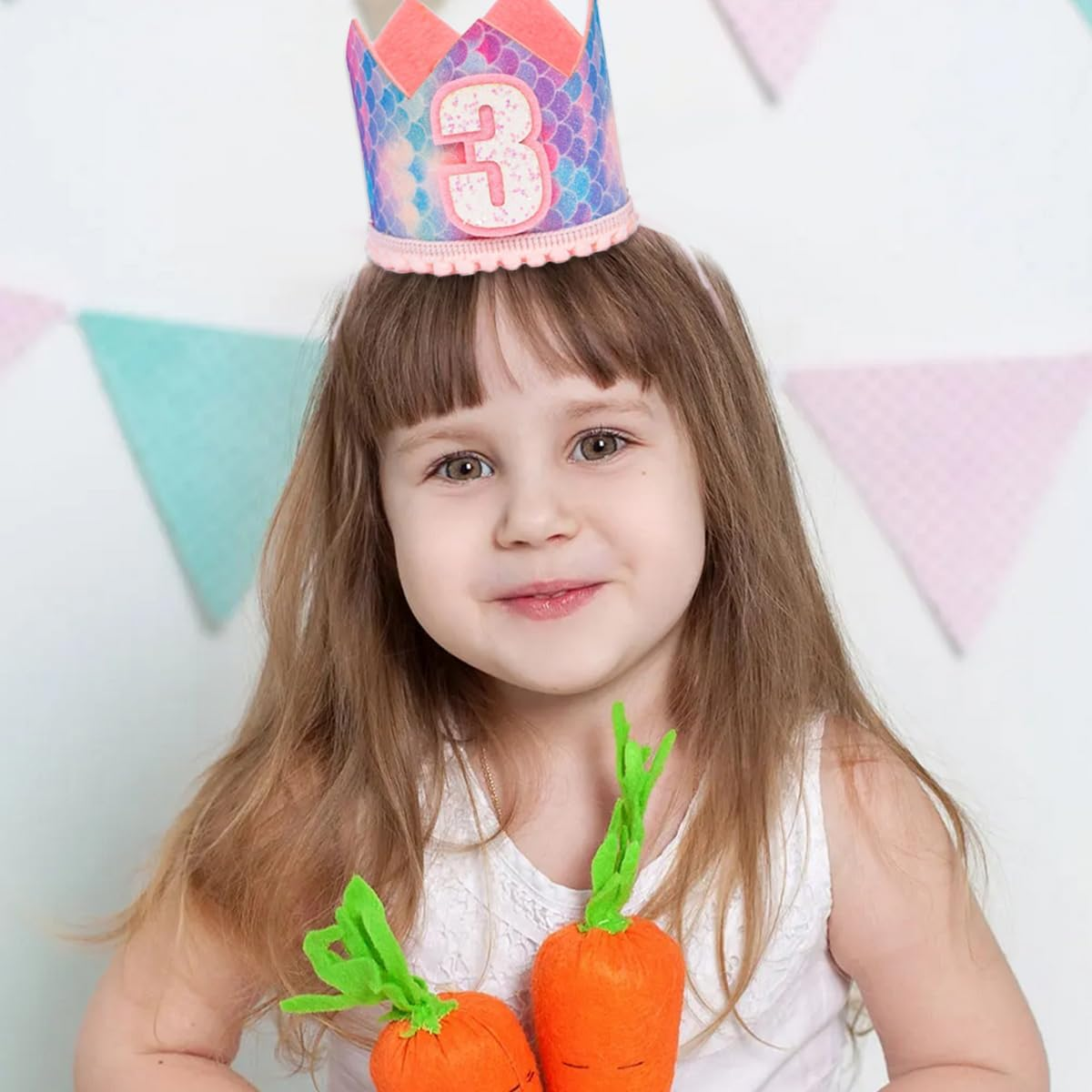 Mermaid 3Rd Crown Birthday Hat Mini Crown Party Decorations 3Rd Hat for Baby Girls Birthday Party Supplies image number 4